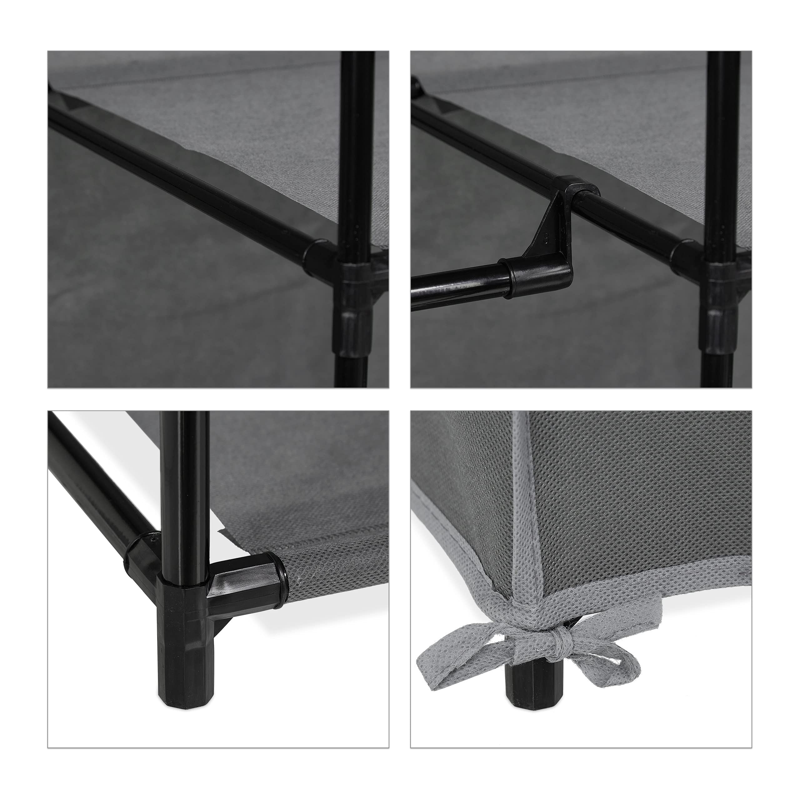 Relaxdays Armadio in Tessuto, con Asta per Abiti e 5 Ripiani, Pieghevole, Cerniera Zip, HLP: 161x105,5x45cm, Antracite
