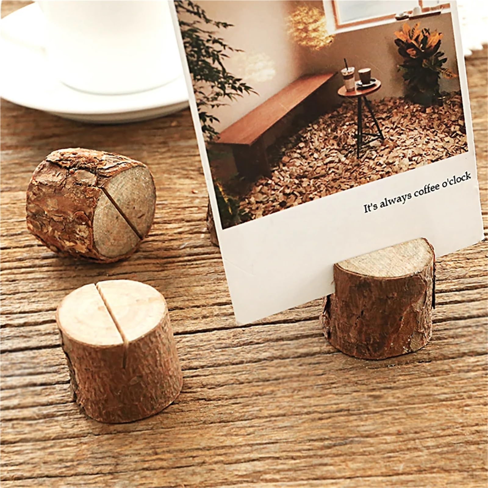 Tischkartenhalter aus Holz, 20 Stück, rustikaler Mini-Platzkartenhalter aus Holz, Ständer für Hochzeitstisch, Namensnummer, Bilder