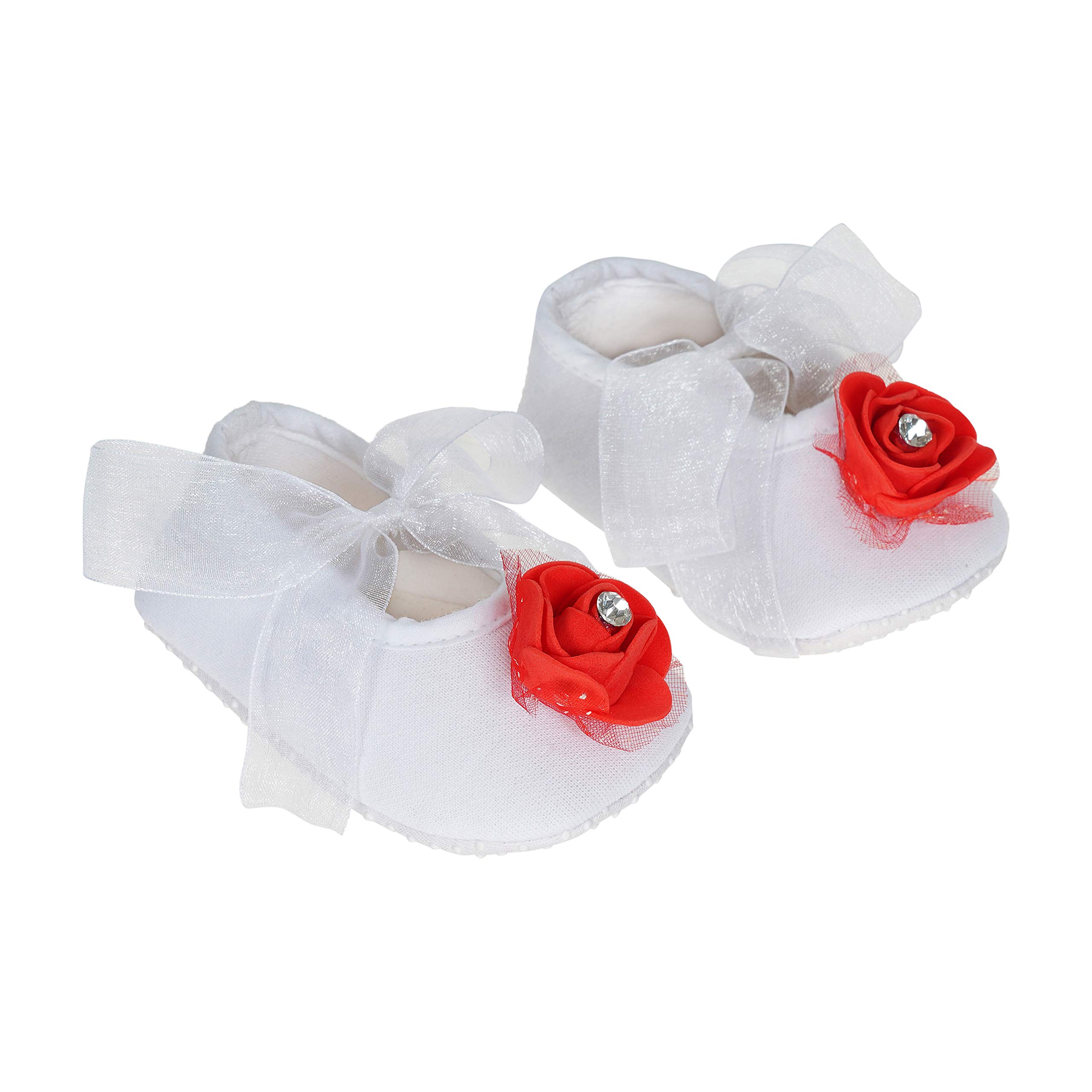 Rsmart Ribbon Closure White Booties with rose Flowers for Baby Girl & Boy_ Dark Red (Age: 3-6 Months) (B085FXQ3YD) Amazon Price History, Amazon Price Tracker