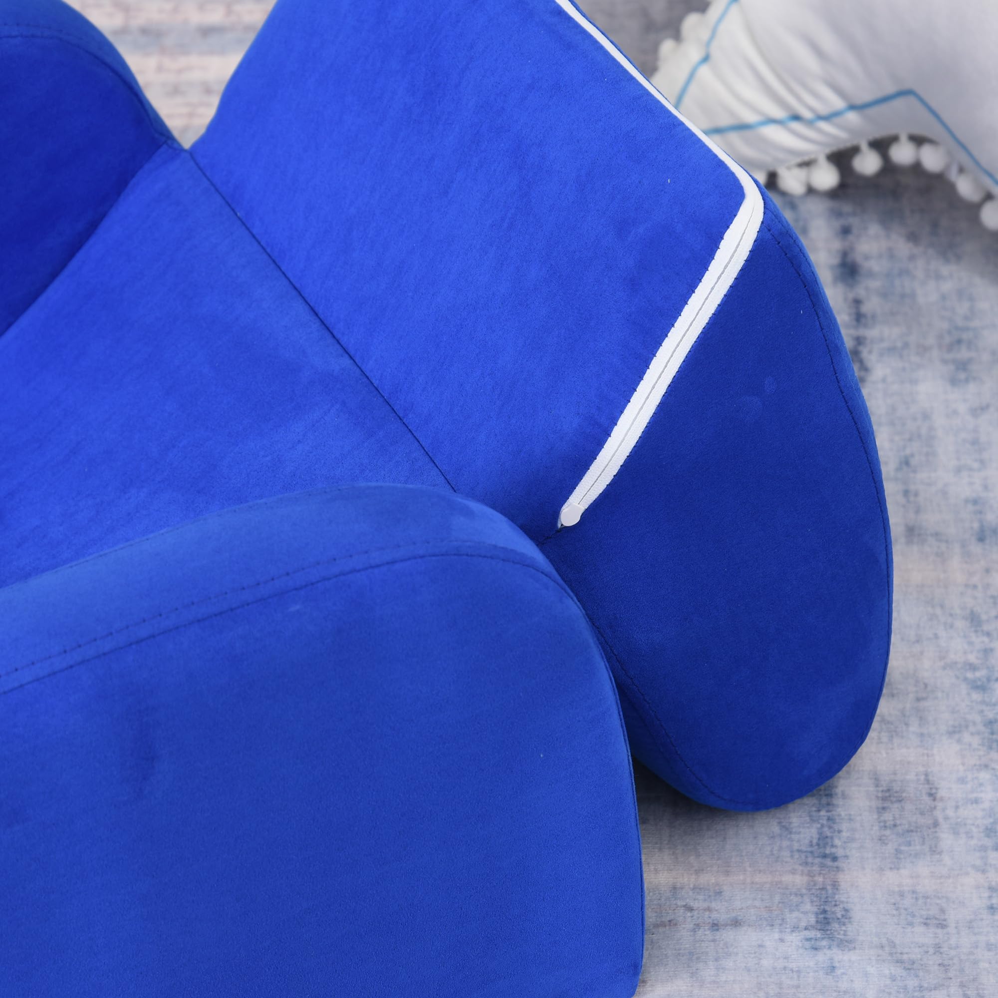 HOMCOM Fotele dziecięce dziecięce maluch sofa krzesło 2 w 1 sofa łóżko składana kanapa miękka flanelowa gąbka pokój zabaw sypialnia salon niebieski