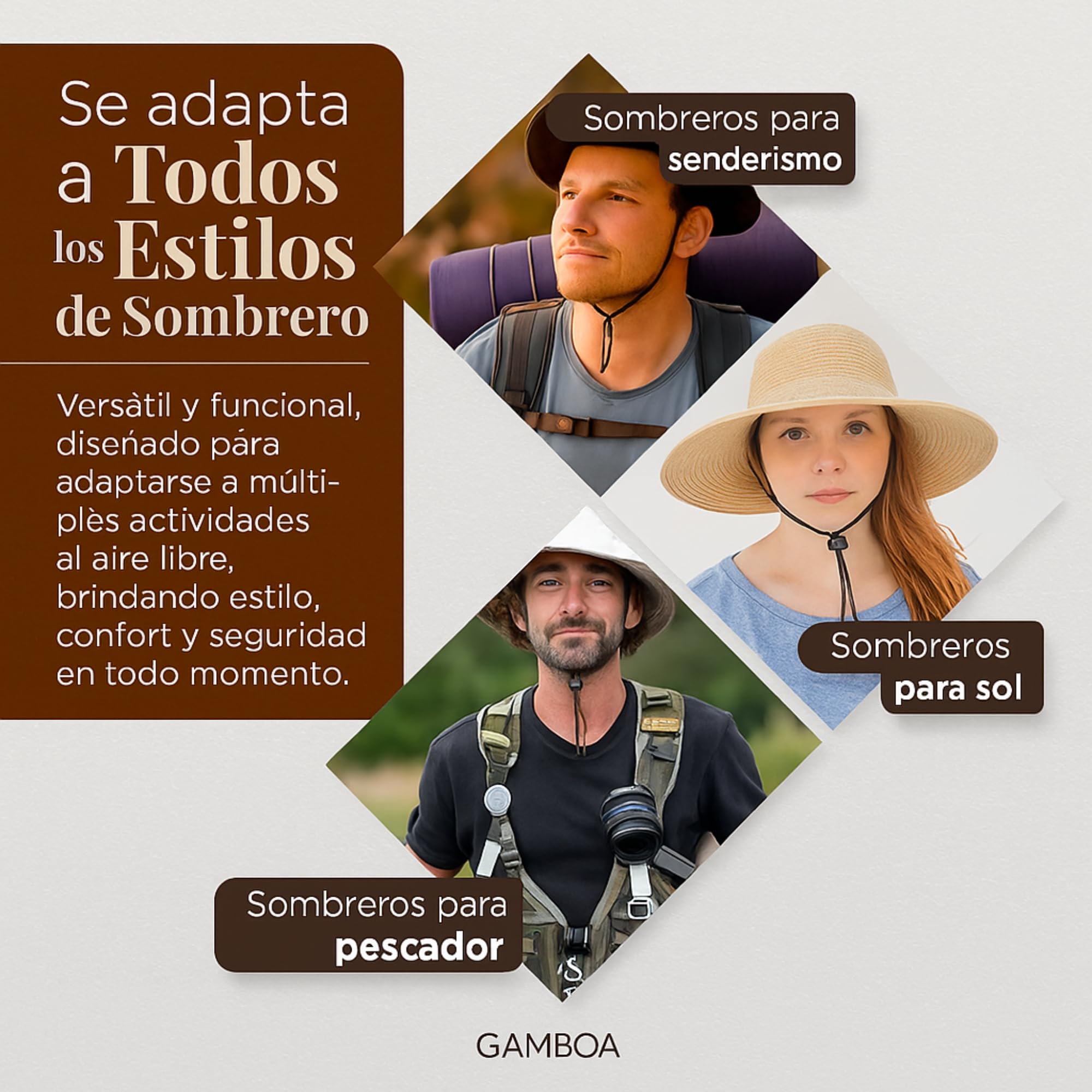 Gamboa 100% Cuero Correa Ajustable para Sombrero Vaquero y de Sol Cordón para Barbilla