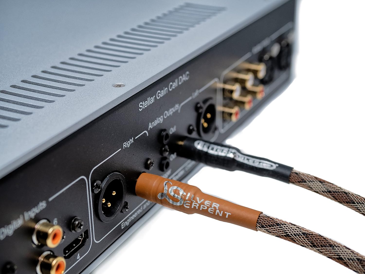3 Feet Silver Serpent Snake Edition Brown/White RCA Audio Interconnect Cables - Stereo Pair (2 Cables) High-End, High-Performance, Premium Hi-Fi Audio
