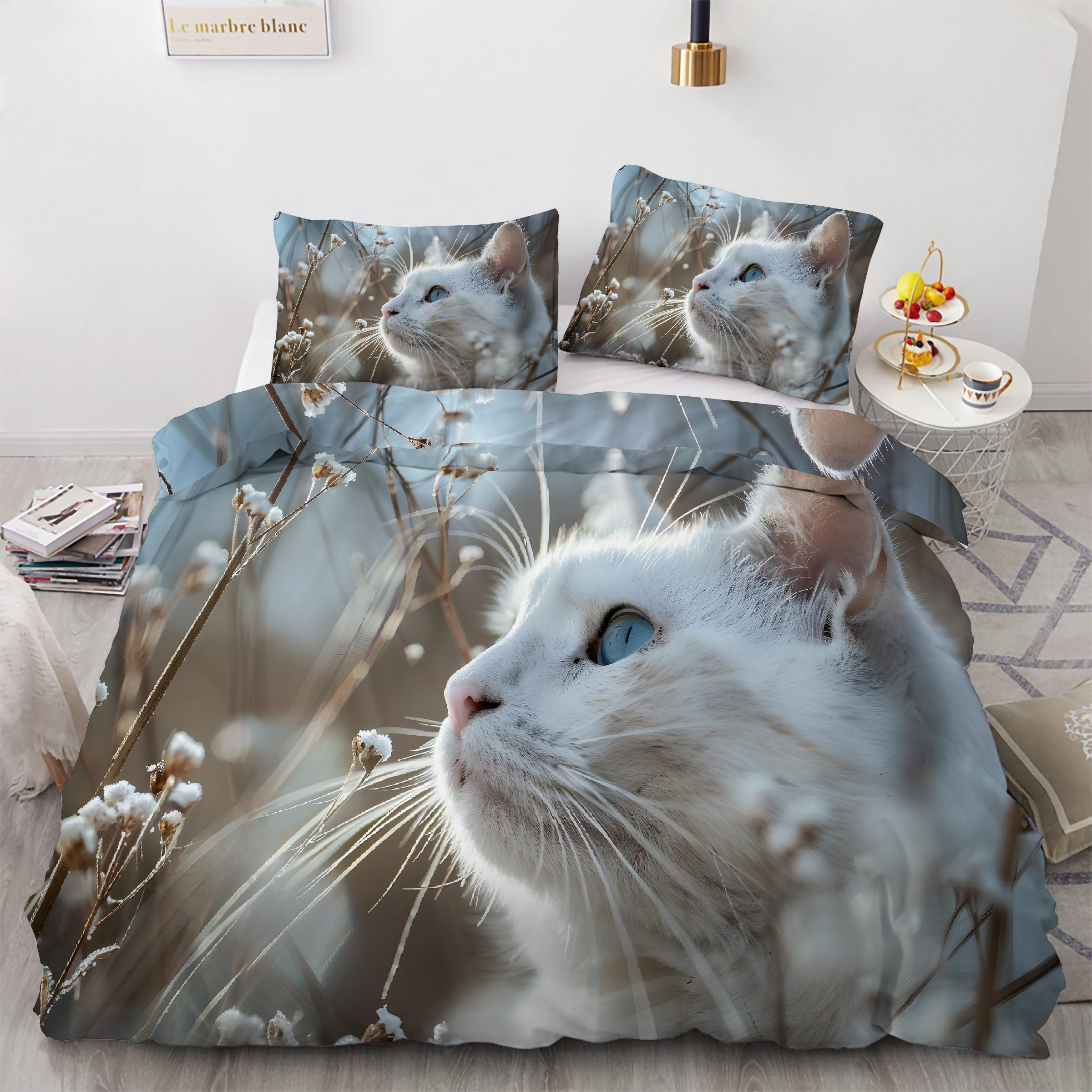Housse de couette 220x240 animal de compagnie mignon avec taies d'oreiller zippées