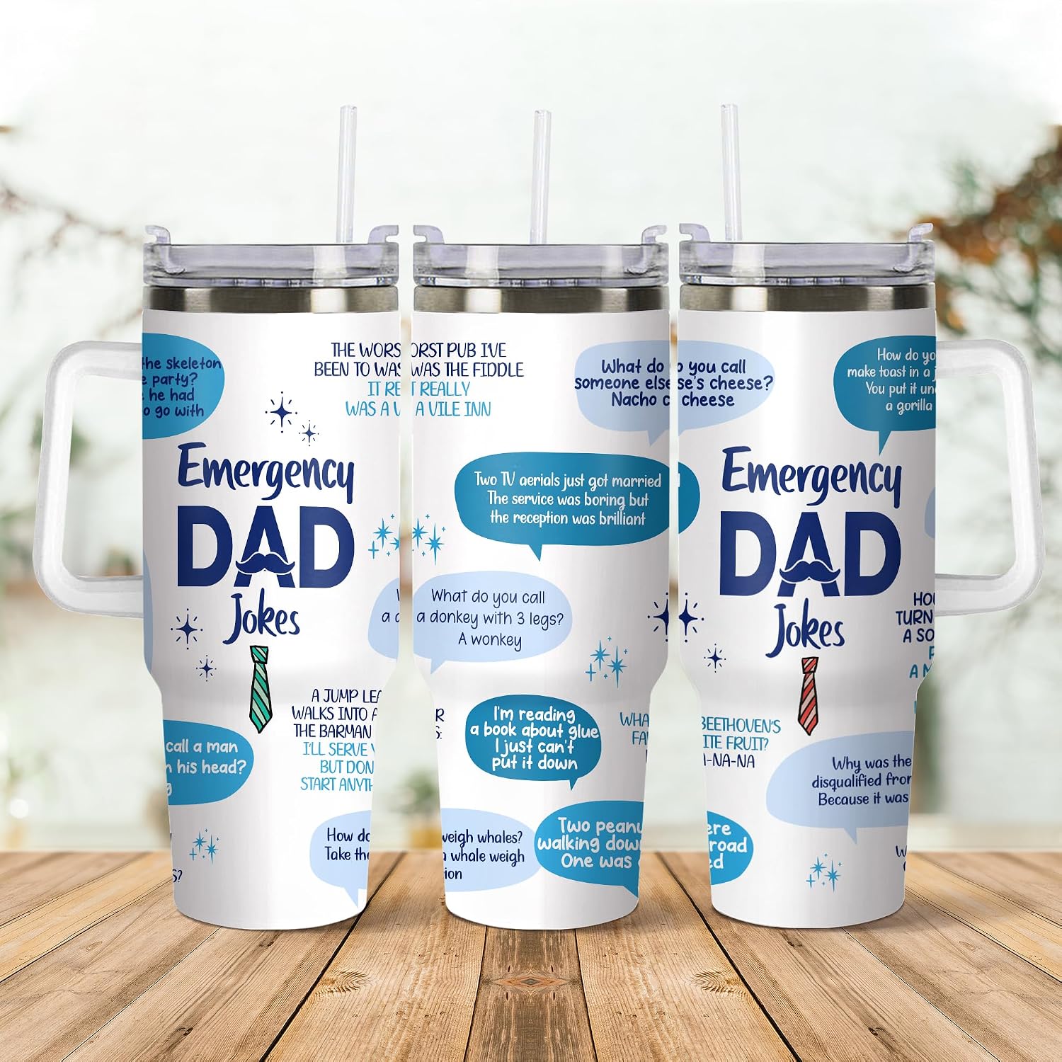 Gossby Fathers Day Gift For Dad - Emergency Dad Jokes Coffee Tumbler 30oz, Birthday Gifts For Men Husband Stepfather From Daughter Son Wife, Gifts For Fathers Day Christmas Thanksgiving