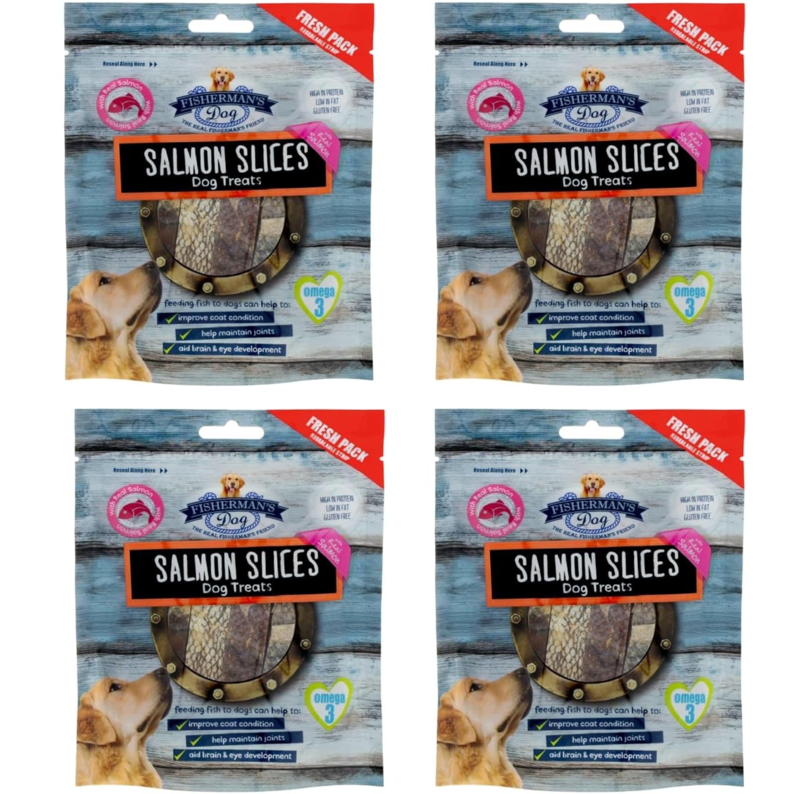 ark future Fisherman Dog Treats - Mini Salmon Slices 100g - Pack of 4 - Tantalising Tasty Seafood Treats in Many Flavours - Dogs Love to Be Rewarded (Salmon Slices)