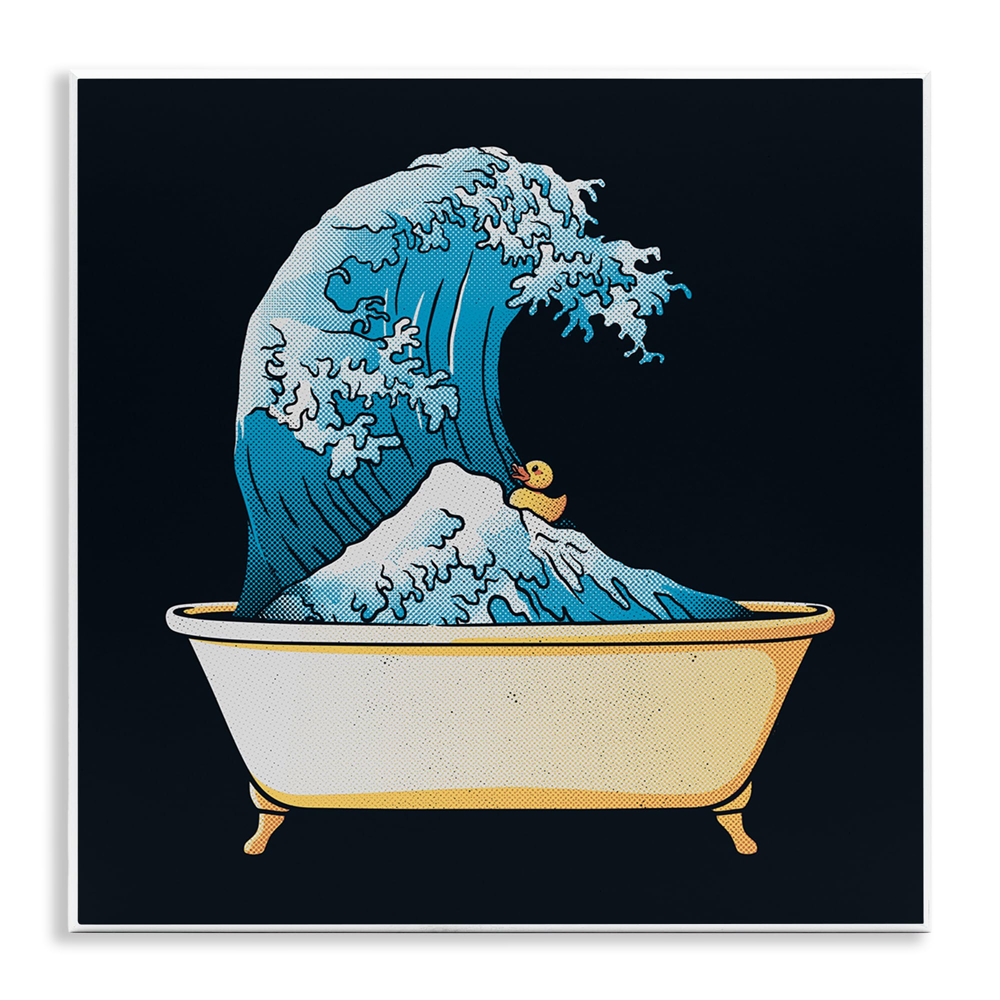 Stupell Industries 'Bathtub with Kanagawa Wave', Wall Plaque Art, 12 x 12 Inches, Easy to Hang and Sturdy, Made in USA, by Tobe Fonseca