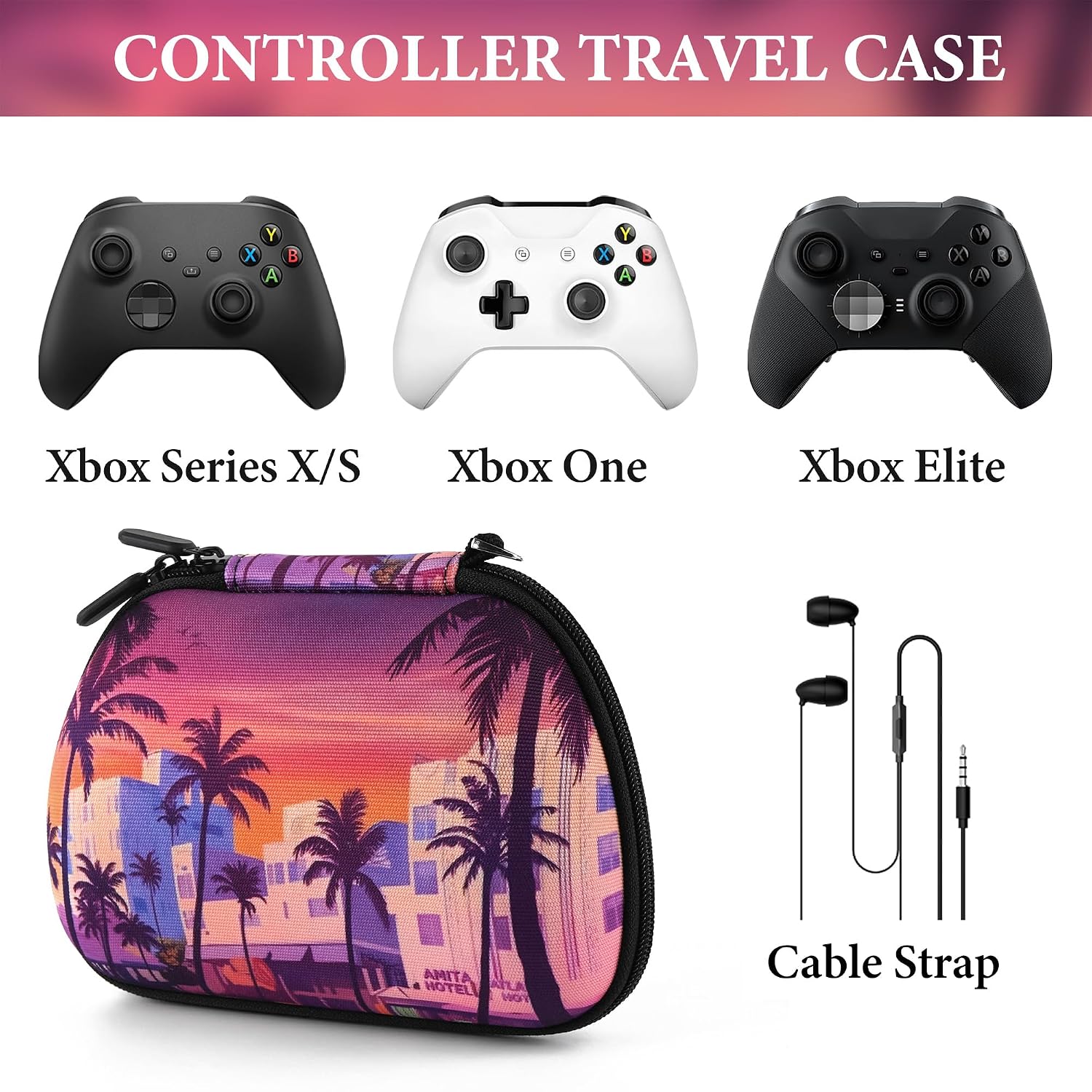 TOCCOOL Controller Travel Case Compatible with Xbox One, Series X / S, Hard Shell Carrying Bag, Protective Storage with Built-in Velcro strap specifically designed for securing cables.
