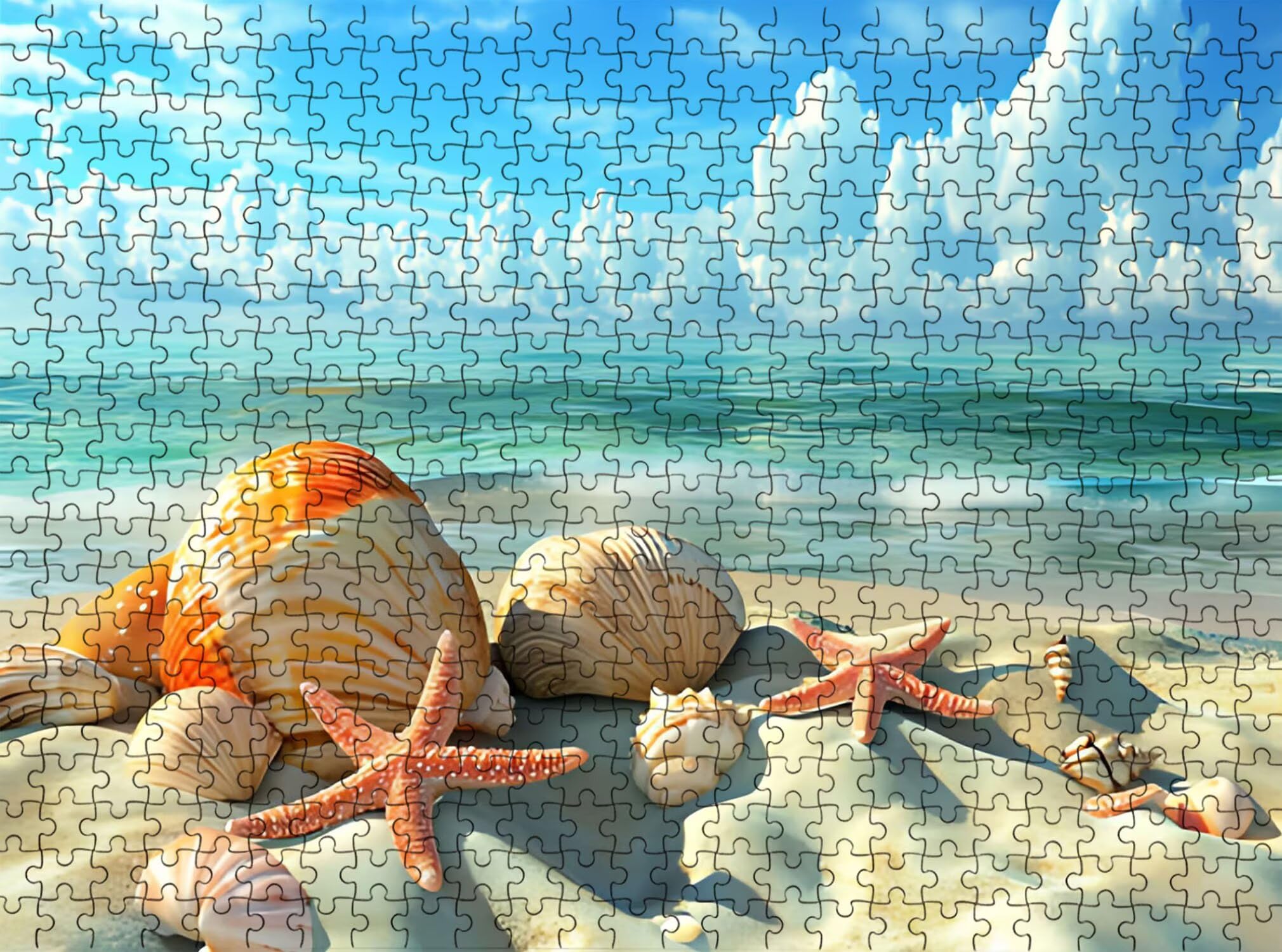playa caparazón Puzzle de 1500 Piezas, Juego de Mesa Familiar de Madera - Rompecabezas Adultos para Toda La Familia, Rompecabezas Educativo DIY y Antiestrés - Con mapa de referencia, 87 x 57 cm f0-868