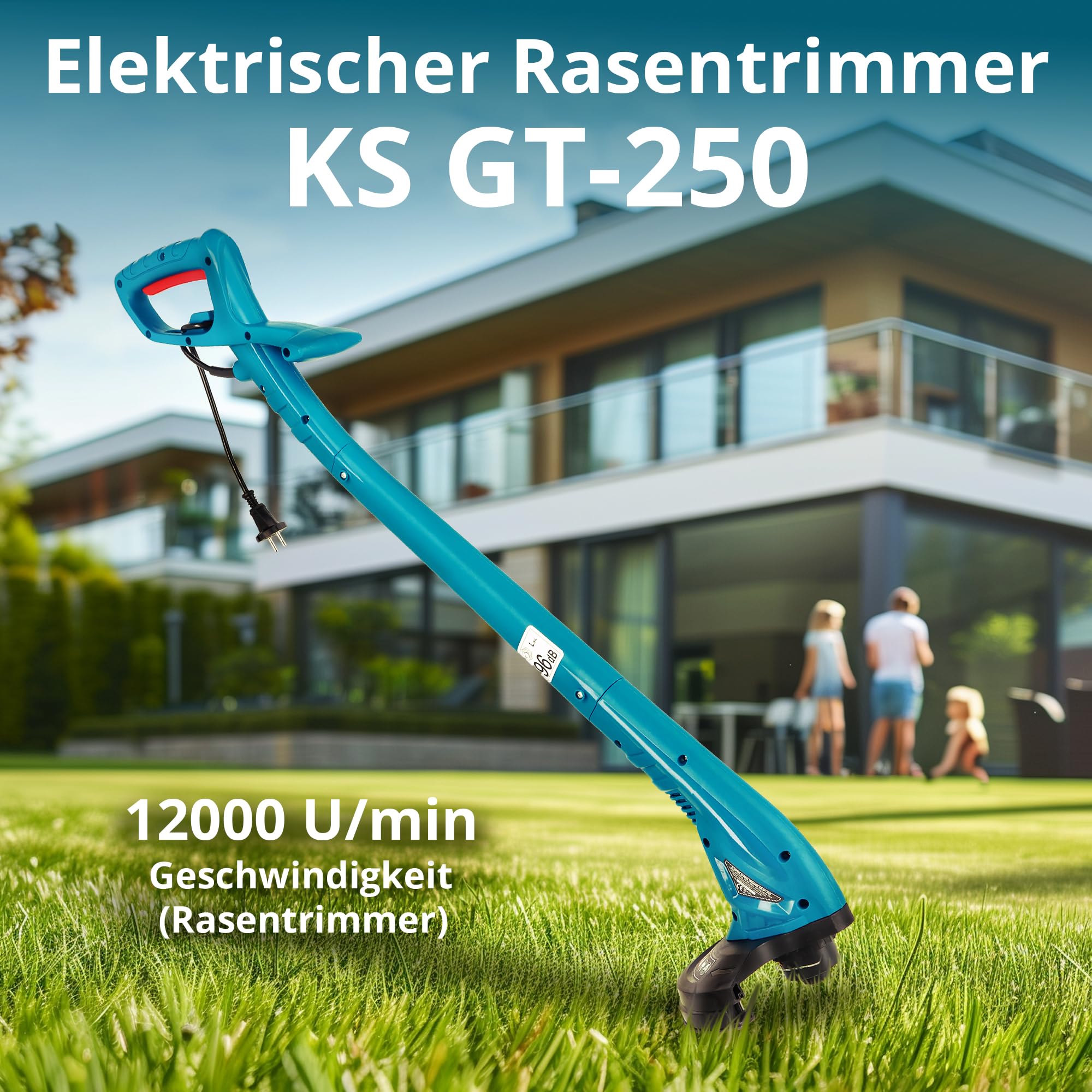 K&S Könner&Söhnen KS 38LM kosiarka elektryczna 1400 W, prędkość obrotowa biegu jałowego 3250 obr./min, szerokość cięcia 380 mm, wysokość cięcia 25-75 mm, 5 pozycji, pojemnik na trawę 40 l + KS GT-250