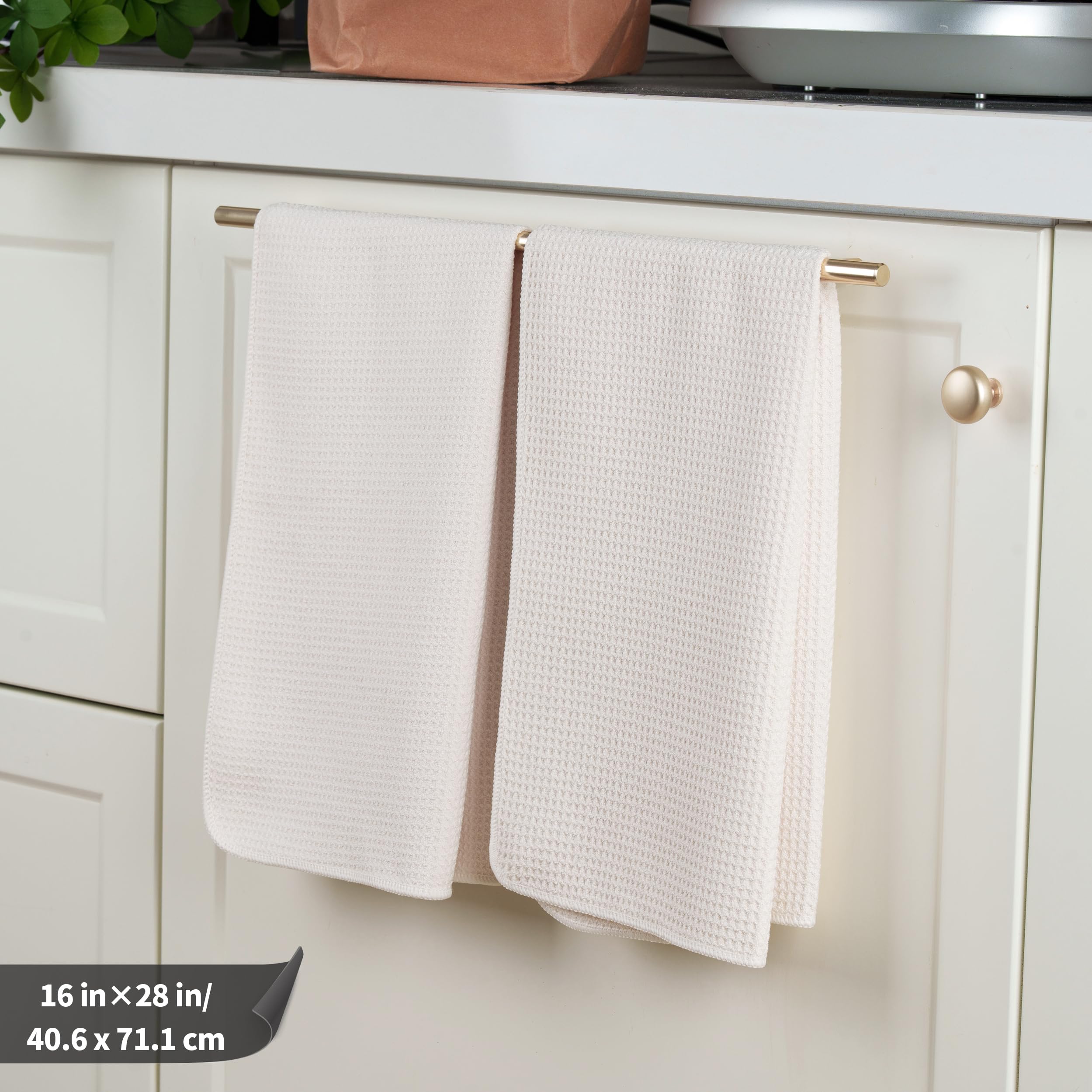 POLYTE Premium Microfibre Kitchen Dish Tea Towel Waffle Weave (Off White, 40x71) 12 Pack, 40x71 cm - Image 3