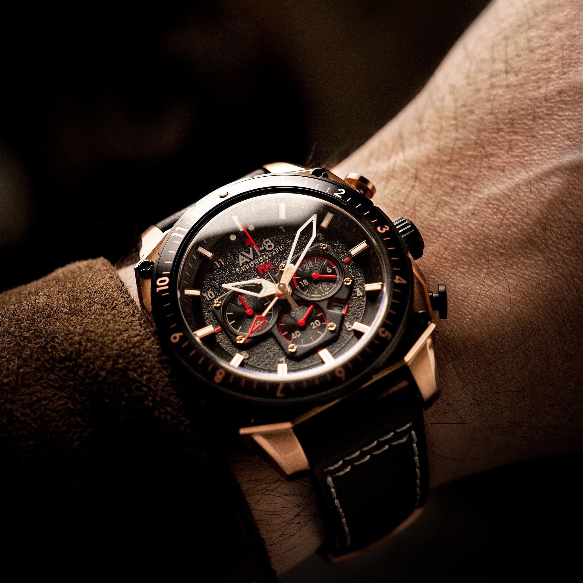 AVI-8 Hawker Hunter Atlas Dual Time Chronograph Jet Black