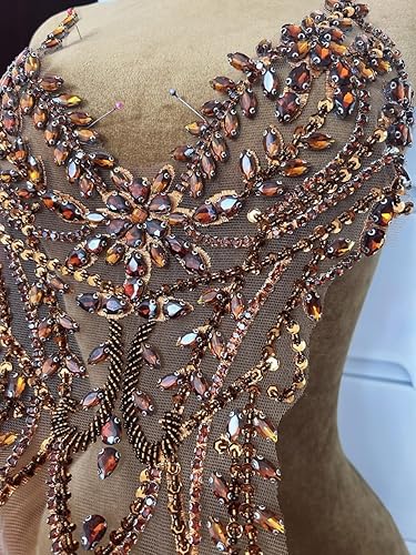 Vista 46 de Parches de encaje con cuentas a mano, disfraces, apliques con cristales de diamantes de imitación para manualidades, protege bodas, fiestas