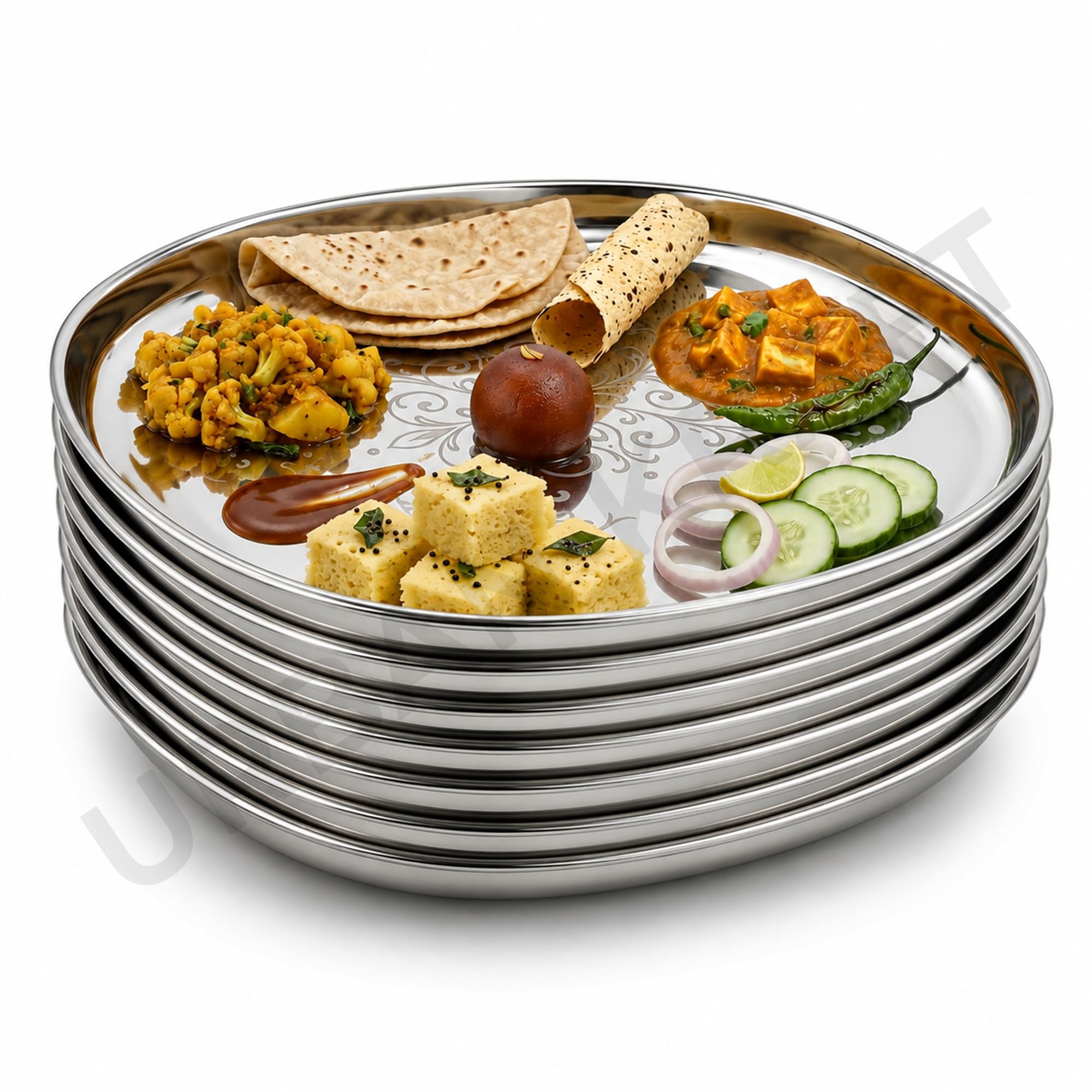 Stainless Steel Dinner Plates - Set of 6 -5 Stainless Steel Dinner Plates - Set of 6 -5