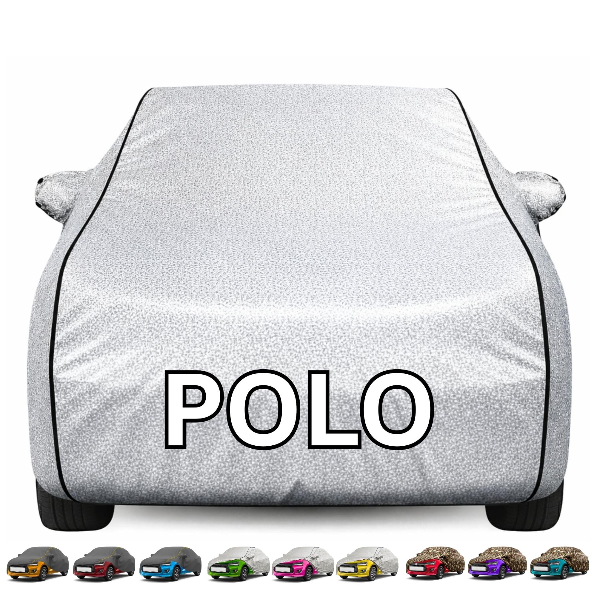 Kayme Premium Silver Polo Car Cover Waterproof for (All Models & Variants – Petrol, Diesel, CNG & EV) |Speacially Custom Fit with Mirror Pockets |All-Weather Protection - Outdoor Car Body Cover