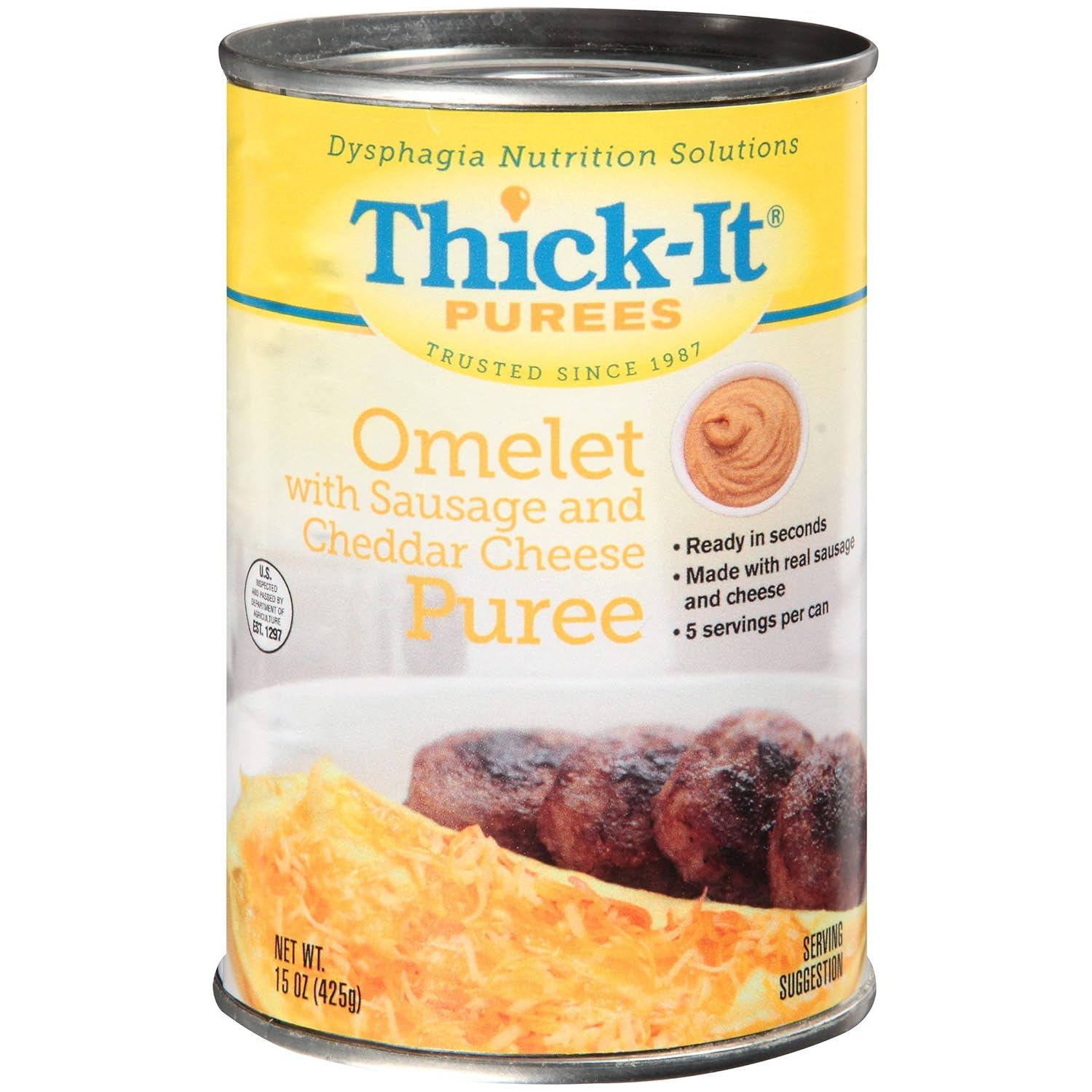 Thick-It Puree Omelet, Sausage & Cheese, 12 Packs of 15 oz Each - Gourmet Pureed Meal for Dysphagia Diets