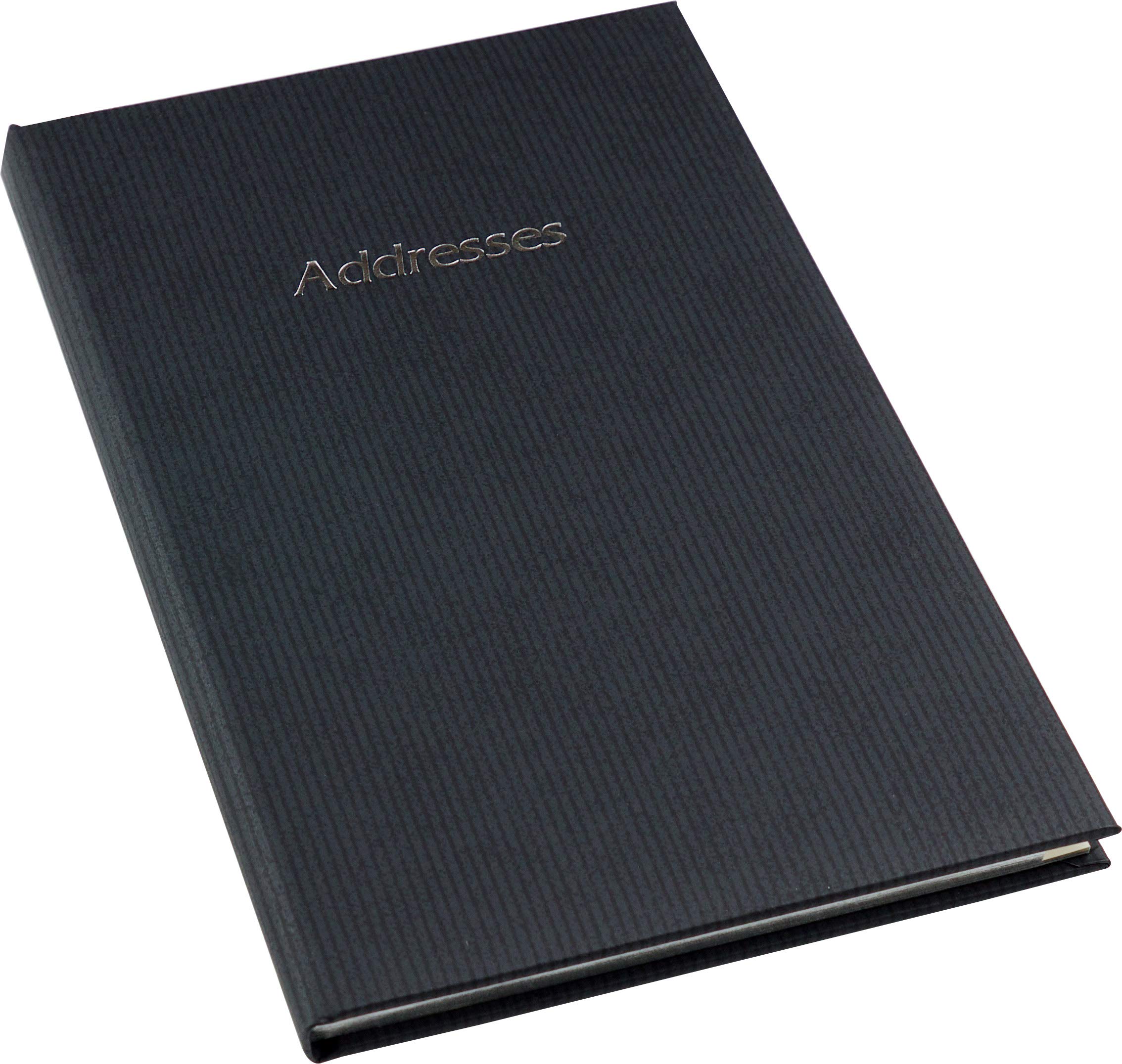 Esposti Address Book - Striped Vinyl Paper Cover - Birthdays & Notes Section - Black - 135 x 205mm