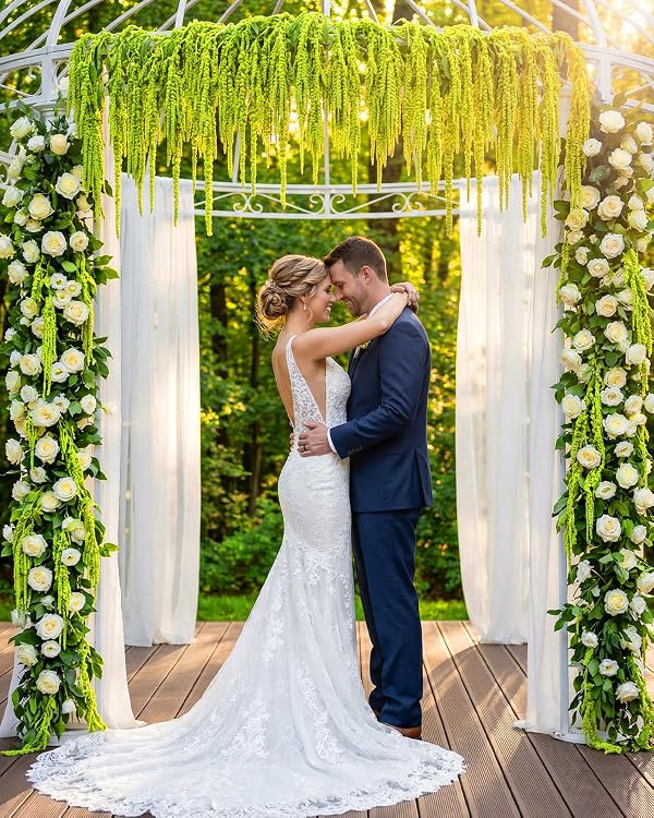 BEZONO 12Pcs 24 Inch Green Natural Dried Amaranthus Hanging Flowers, 100% Pure Preserved, Amaranthus Artificial Flower for Wedding Arch, Floral Garland, Bouquet, Wall Home Decoration by BEZONO - Image 6