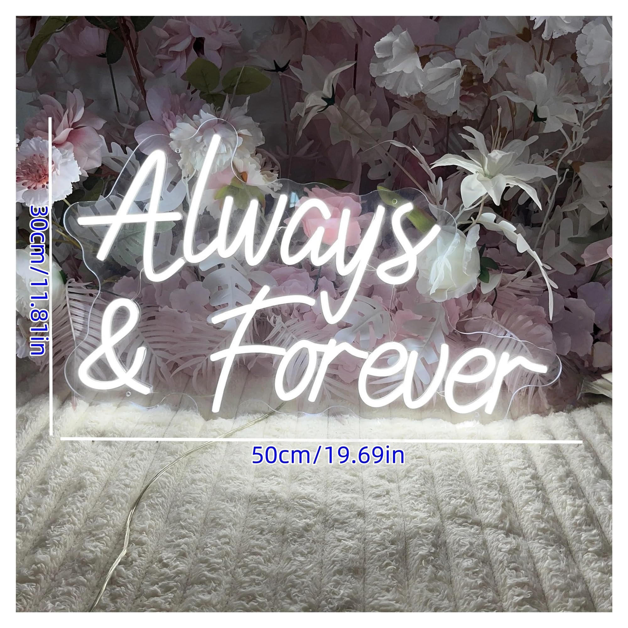 Leuchtreklame Always & Forever Neonschild LED-Licht Dimmbar Für Valentinstag, Hochzeit, Romantisches Paar, Schlafzimmer, Party, Wanddekoration, Lampe, 19.69inx11.81in