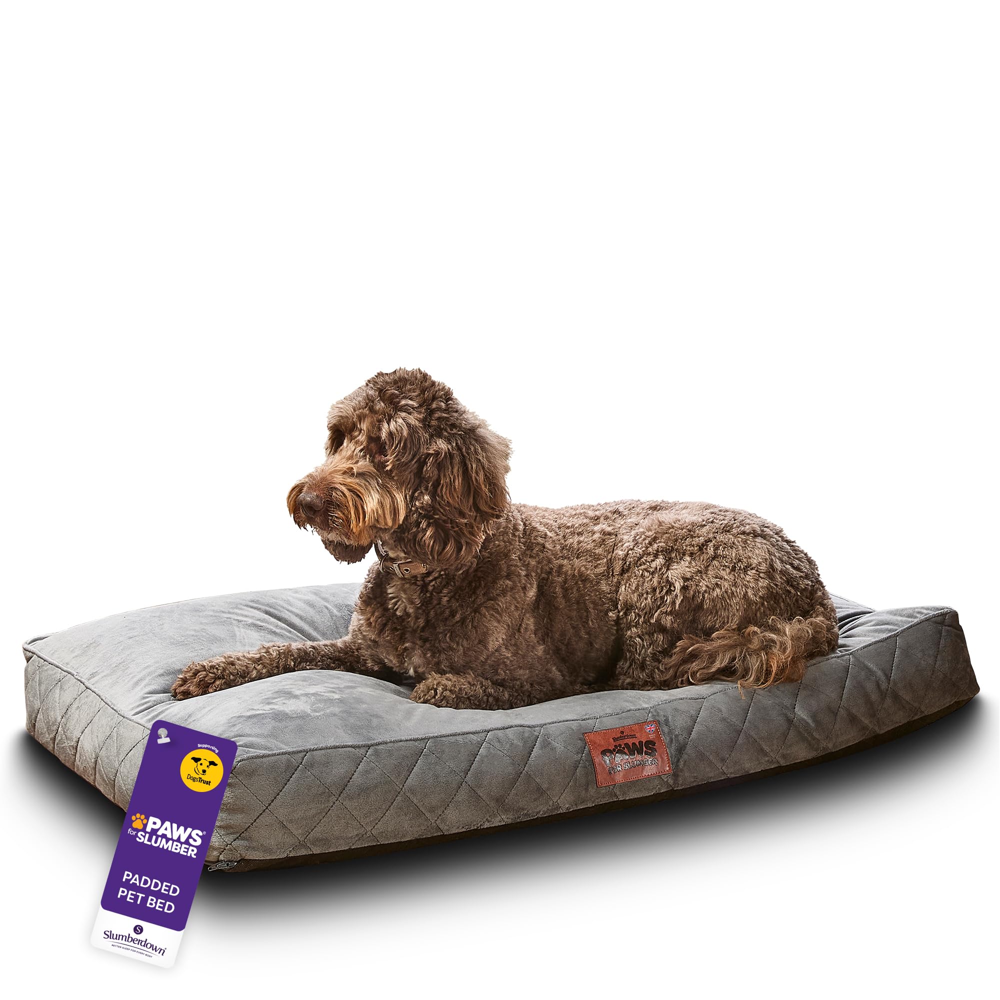 Slumberdown Luxury Padded Large Dog Bed (70 * 100 * 20cm) - Supportive, Cushioned & Washable Crate Mattress for Puppies, Dogs & Cats | Orthopedic, UK-Made, Non-Slip Base, Grey โ image 1