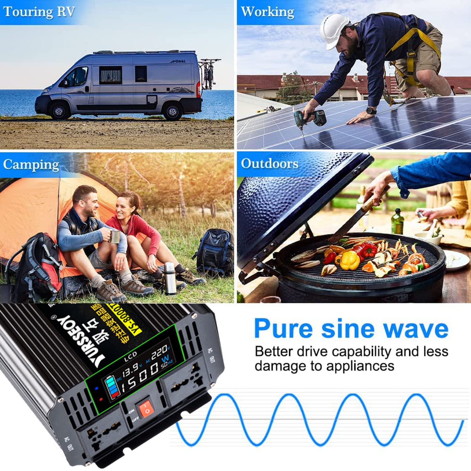 3500W 4500W 5500W 6500W 8000W przetwornica napięcia samochodowego 12v 24v 48v 60v 72v do 230v czysta fala sinusoidalna falownik przetwornica samochodowa przetwornica napięcia,5500W-12V/24V