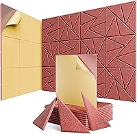 Vista 17 de Paquete de 12 paneles acústicos con autoadhesivos, paneles de espuma a prueba de sonido de 12 x 12 x 0.4 pulgadas, paneles de sonido de alta