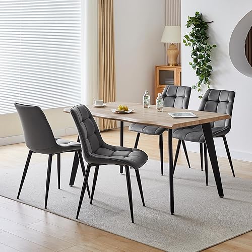 Miniatura 7 de CLIPOP Juego de 2 sillas de comedor modernas de terciopelo, sillas de comedor modernas de mediados de siglo con asiento acolchado, respaldo curvado