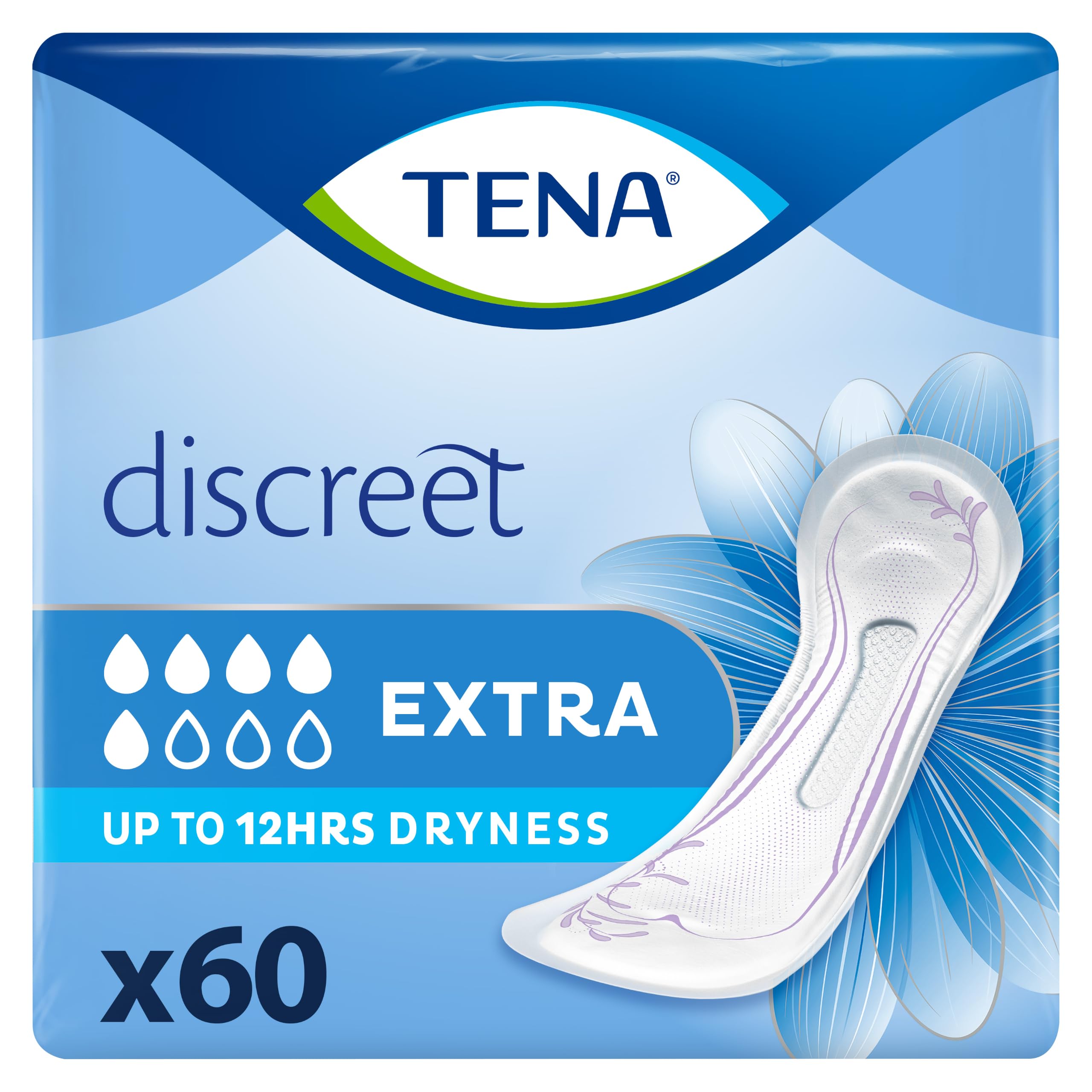 TENA Discreet Incontinence Pads, Extra (60 Count)