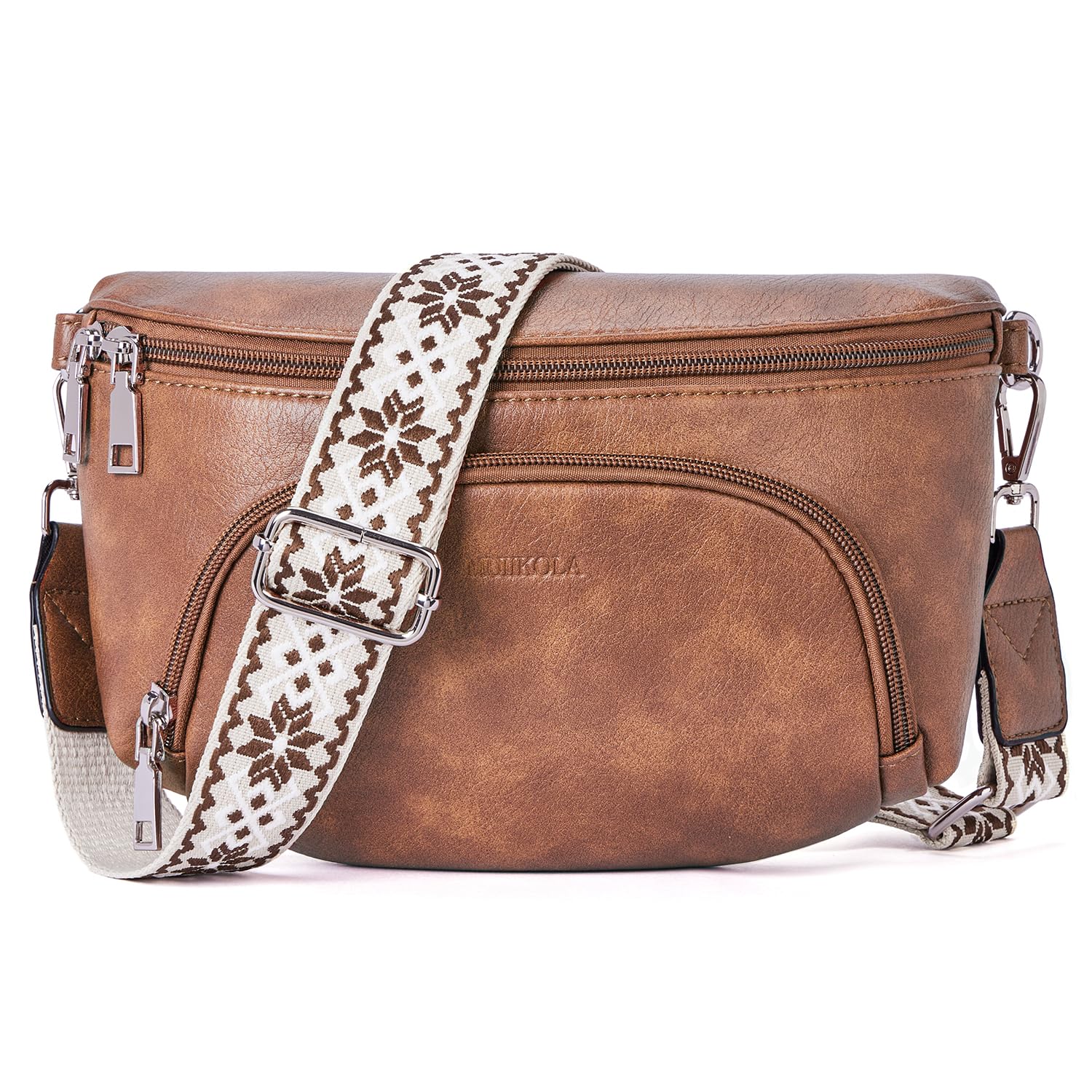 MUIIKOLA Kleine Damen Umhängetaschen, Bauchtasche Damen Crossbody Bag Damen Veganes Leder Crossbody Bag Damen,RFID Blockierung Kartenschlitz Brusttasche mit Verstellbar Abnehmbar Breiter Gurt