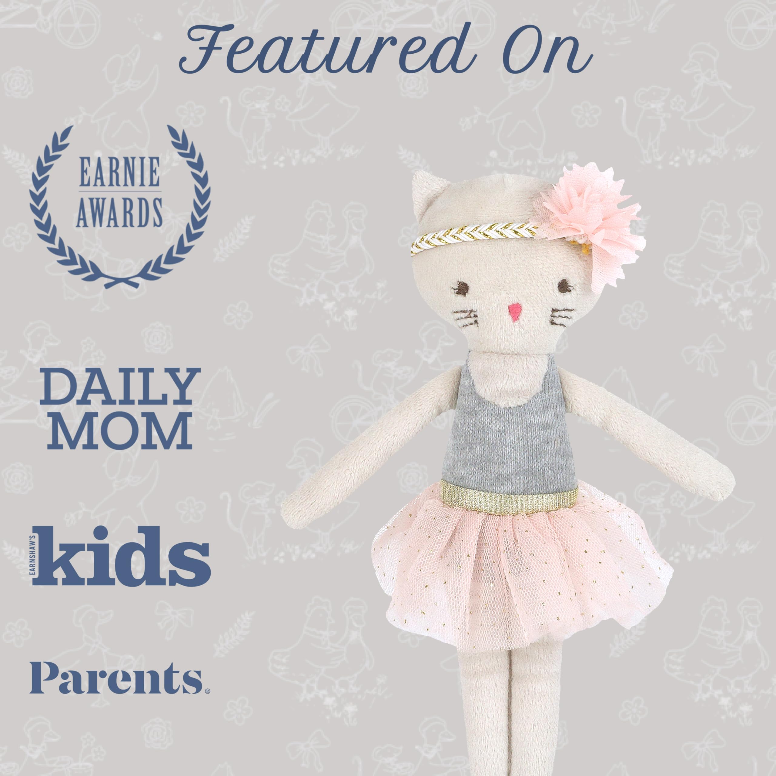 MON AMI Kacie The Kitty Ballerina Stoffpuppe, 22,9 cm, weiche Plüschtierpuppe, Verwendung als Spielzeug oder Raumdekoration, tolles Geschenk für Kinder jeden Alters