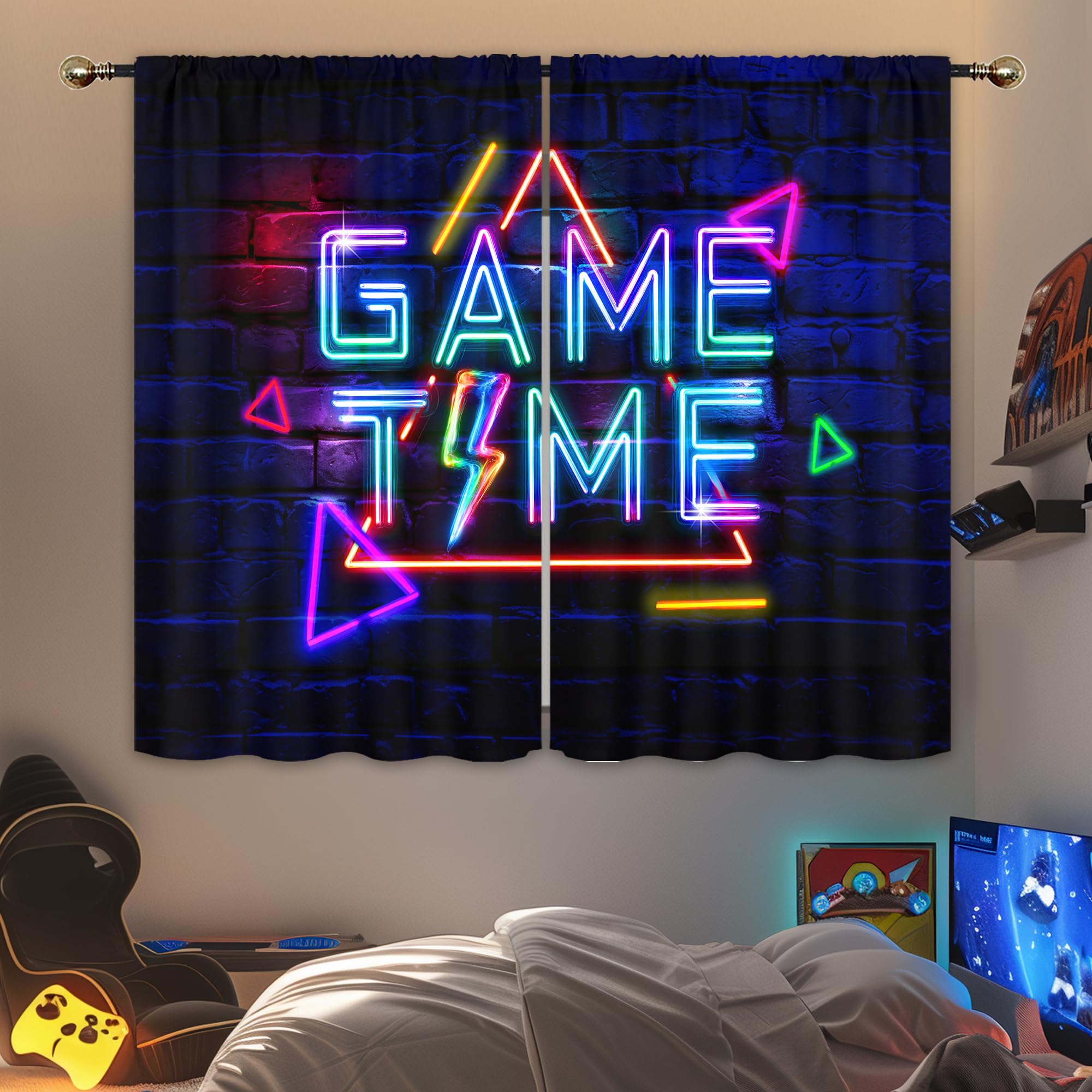 Mitpok Video Game Gaming Neon Gamer Living Room Bedroom Window Curtains