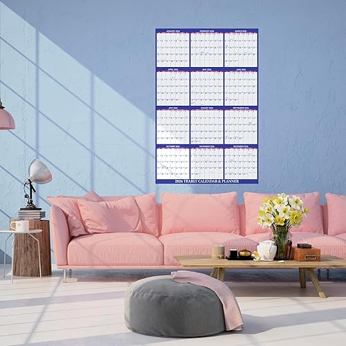 Miniatura 2 de Calendario anual de pared 2025, calendario de borrado en seco 2025, enero de 2025 a diciembre de 2025, 34.8 x 22.9 pulgadas, calendario de pared