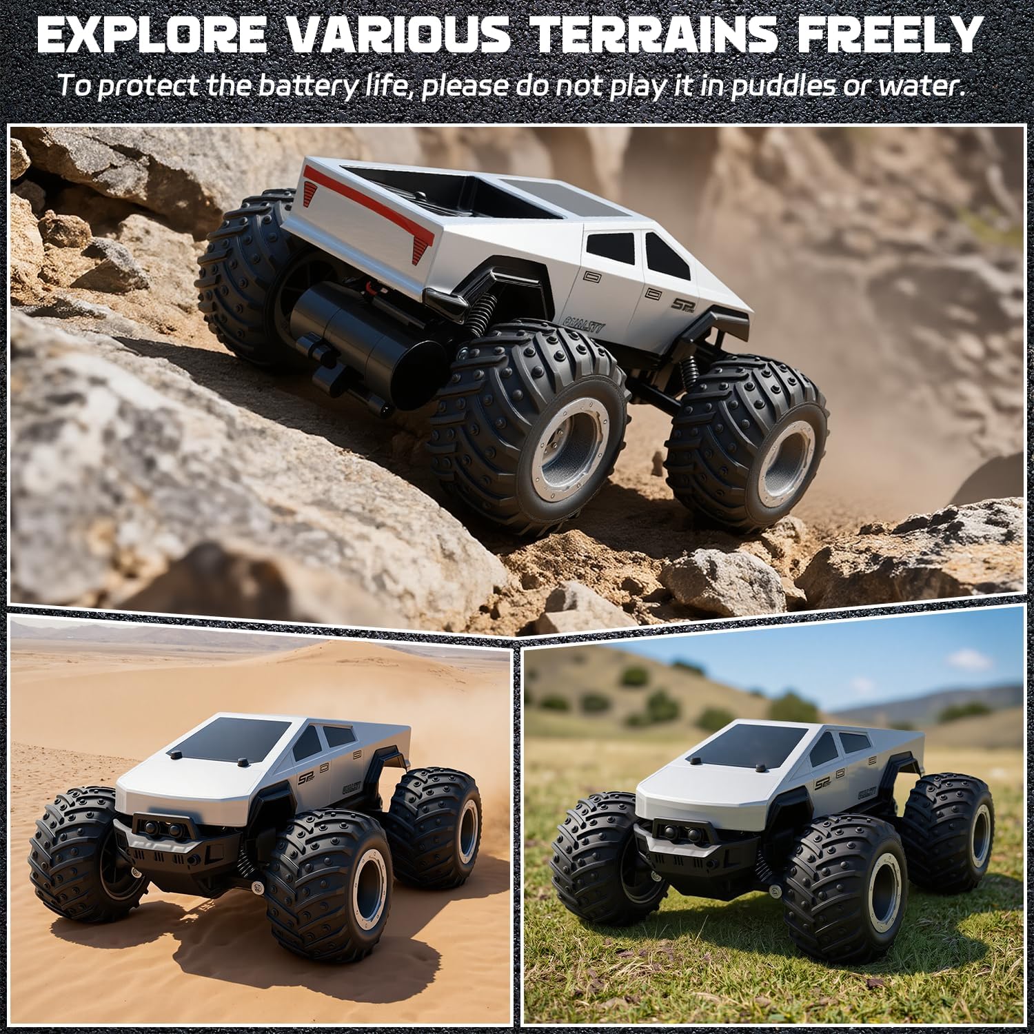 Snugzy Kids RC Truck Off-Road 1:20 Scale Remote Control Car with Lights 2.4 GHz Monster Truck RC Cars Toys Birthday Gifts for Boys