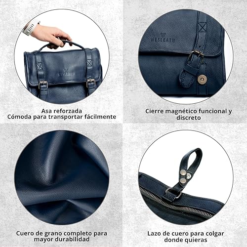 Miniatura 4 de Neceser colgante de cuero  Estuche de cosméticos resistente al agua para hombres - Kit de baño Dopp de mano organizador de viaje de calidad premium