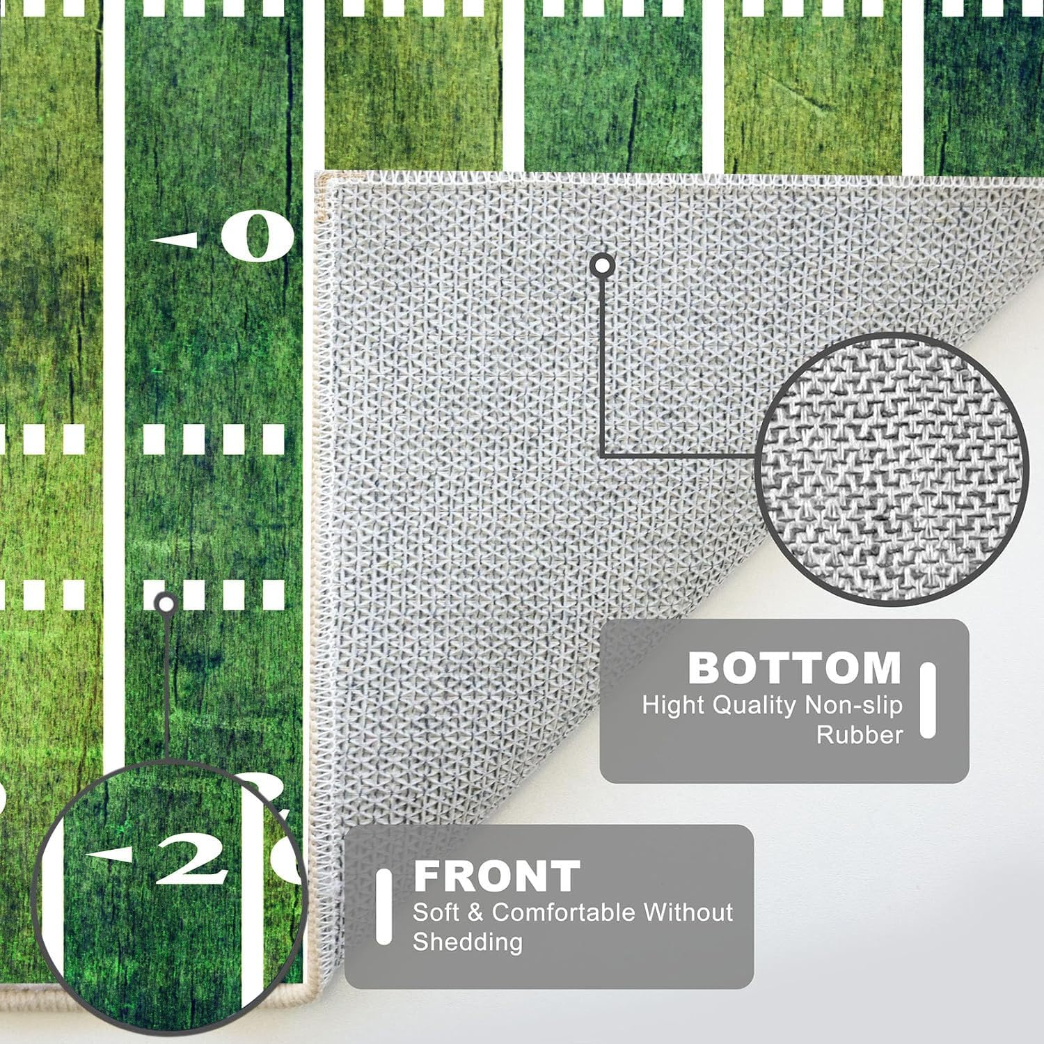 Sports Field Area Rug, Football Rug, American Style Retro Football Home Decor Rug for Living Room Bedroom Children's Room Game Room Kindergarten Non-Slip Washable 3x4ft