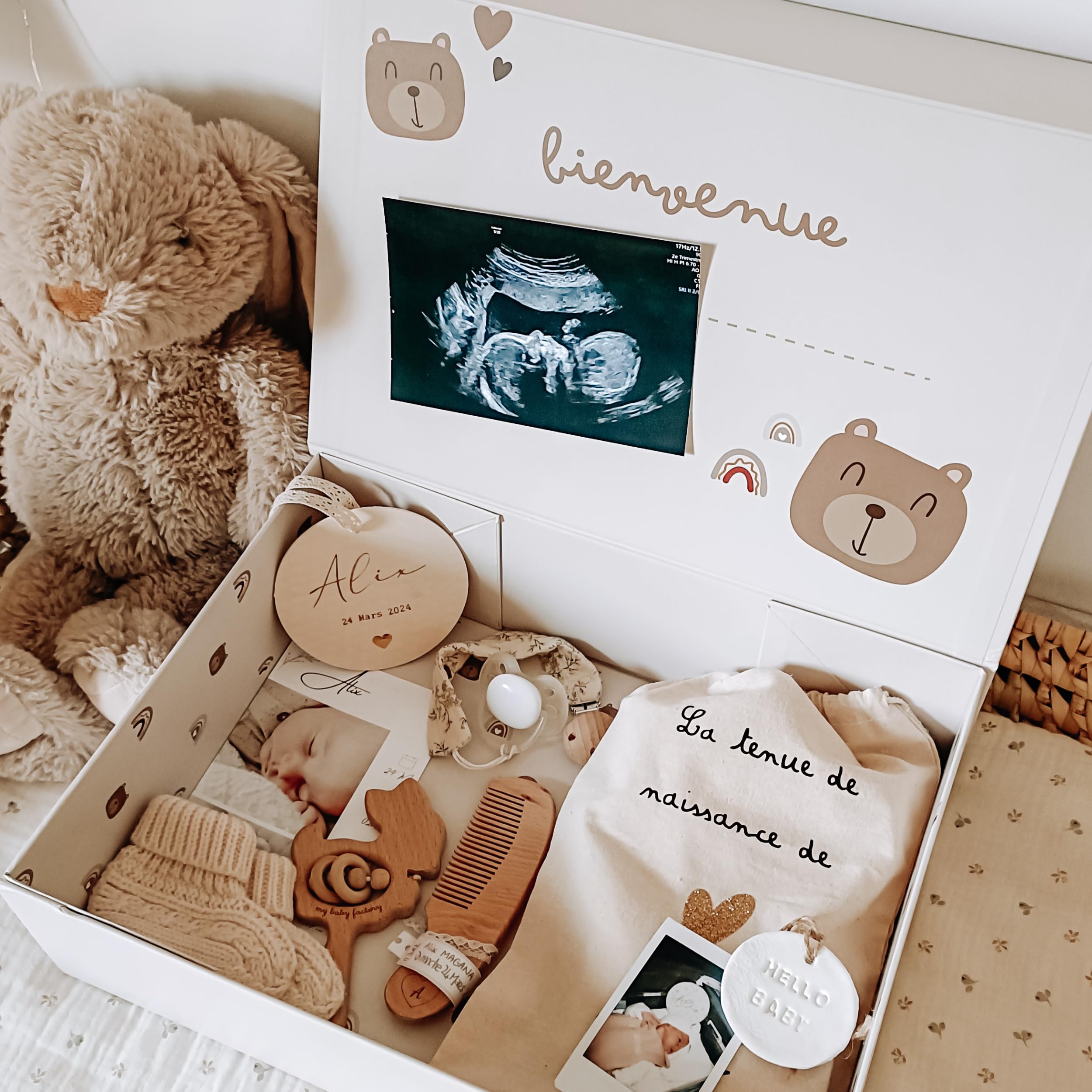 Keep'Love - Boîte à Souvenirs Bébé - Coffret de Naissance Boîte Souvenirs Enfant - Cadeau Naissance - Baby Shower - Personnalisable Prénom au Stylo (Boîte à souvenirs seule)