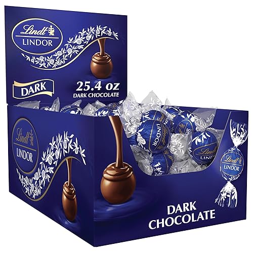 Lindt Trufas Lindor de chocolate, chocolate negro, ideal para regalos de vacaciones, 60 unidades (paquete de 1)