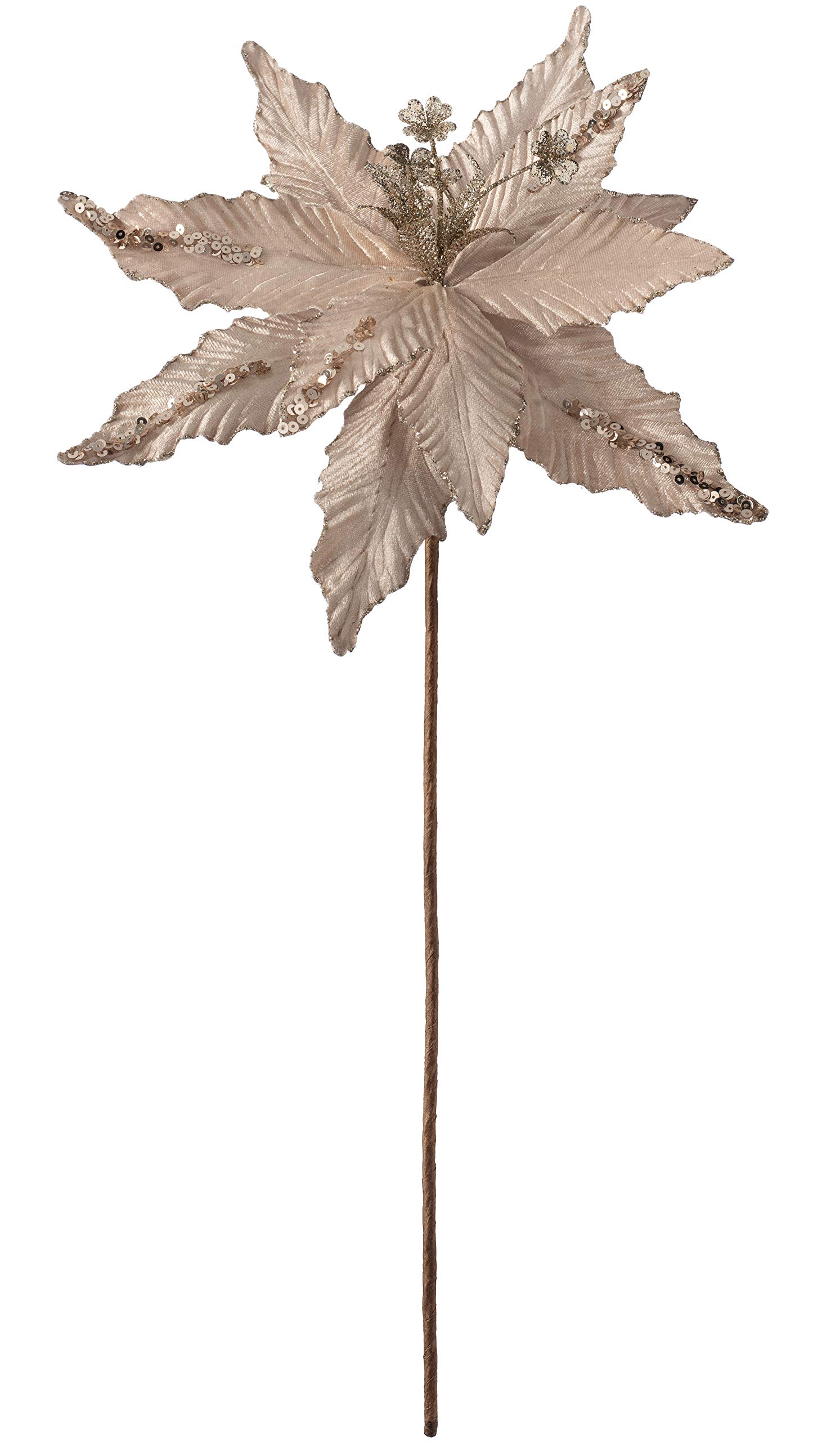 WeRChristmas Artificial Poinsettia Christmas Tree Flower Decoration, Gold, 32 cm - Image 4