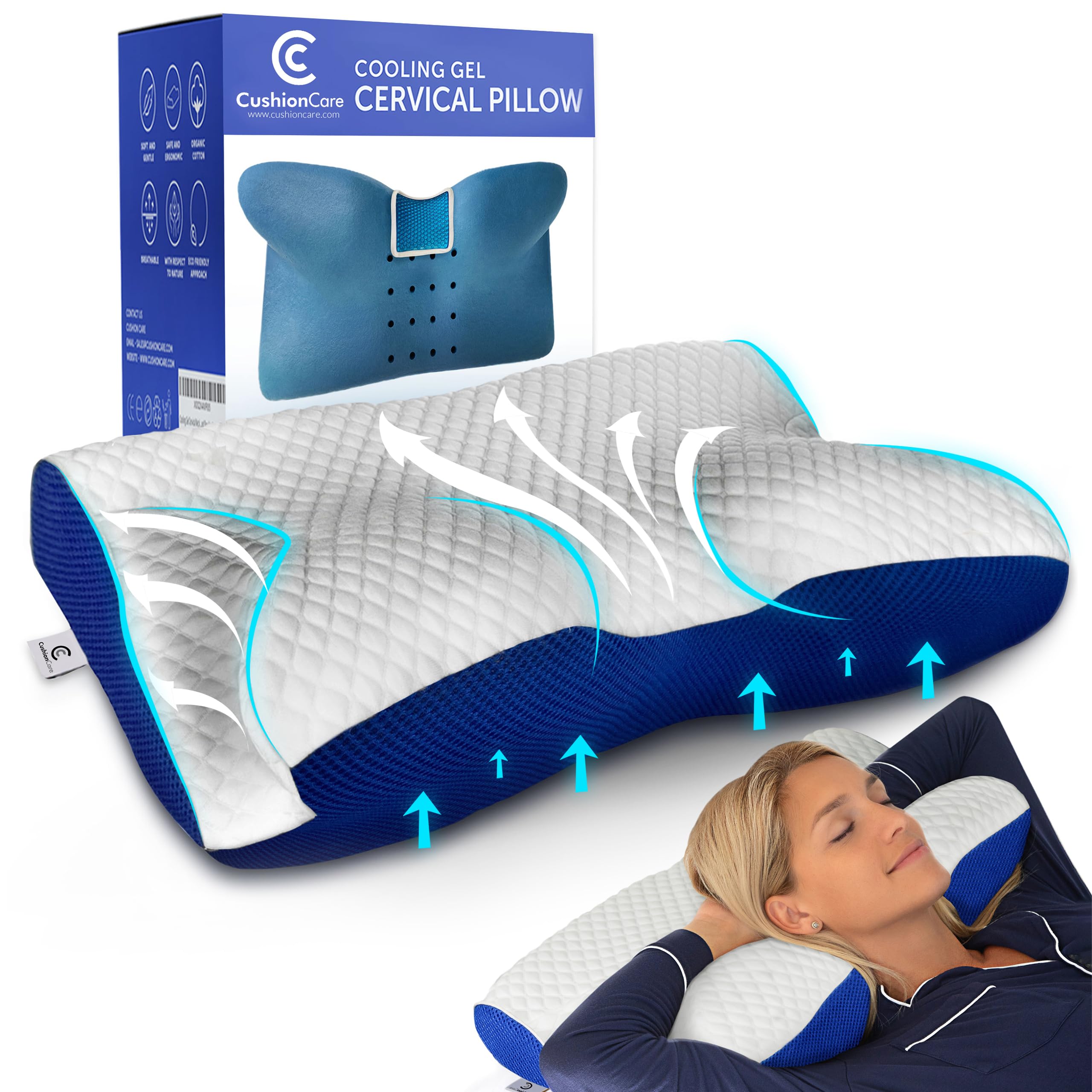 Cuscino Memory Foam HYVECLOUD – Rinfrescante Per Schiena E Collo – Letto Regolabile Morbido