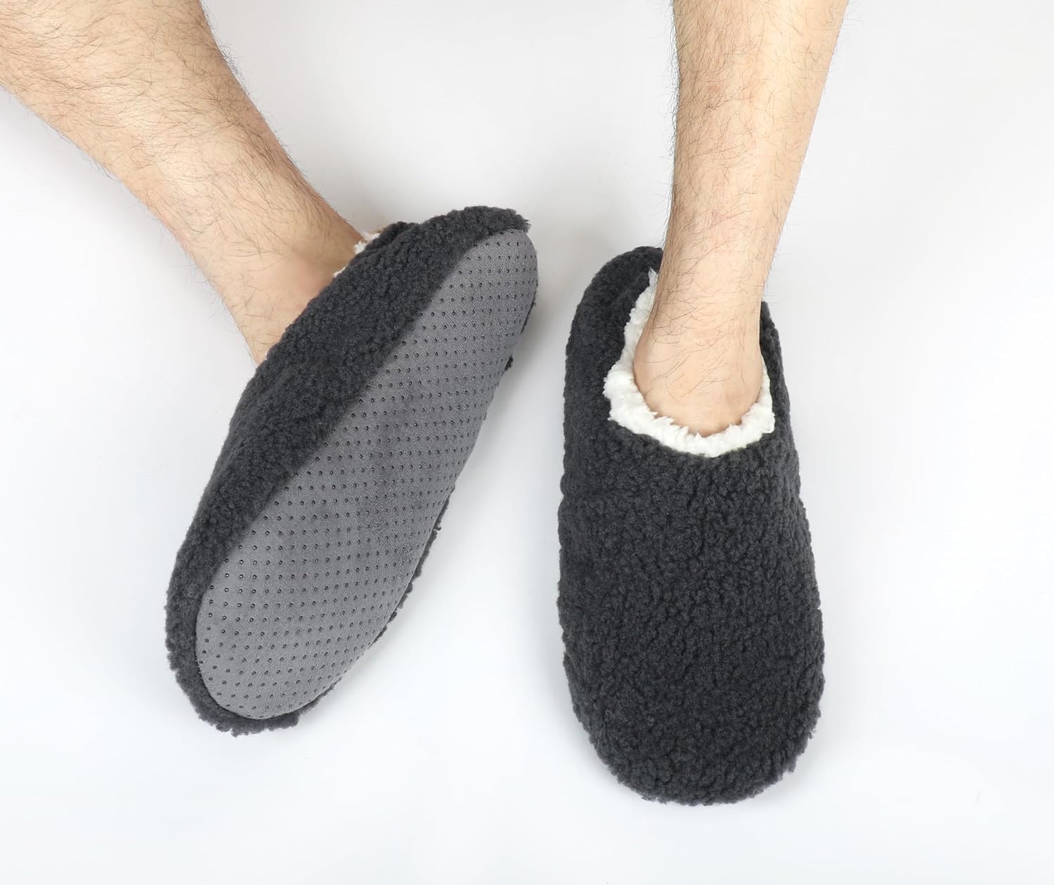 DICUIRD Mens Slipper Socks With Non Skid Bottoms, Warm Slipper Socks With Grippers For Men, Fuzzy House Knit Slippers