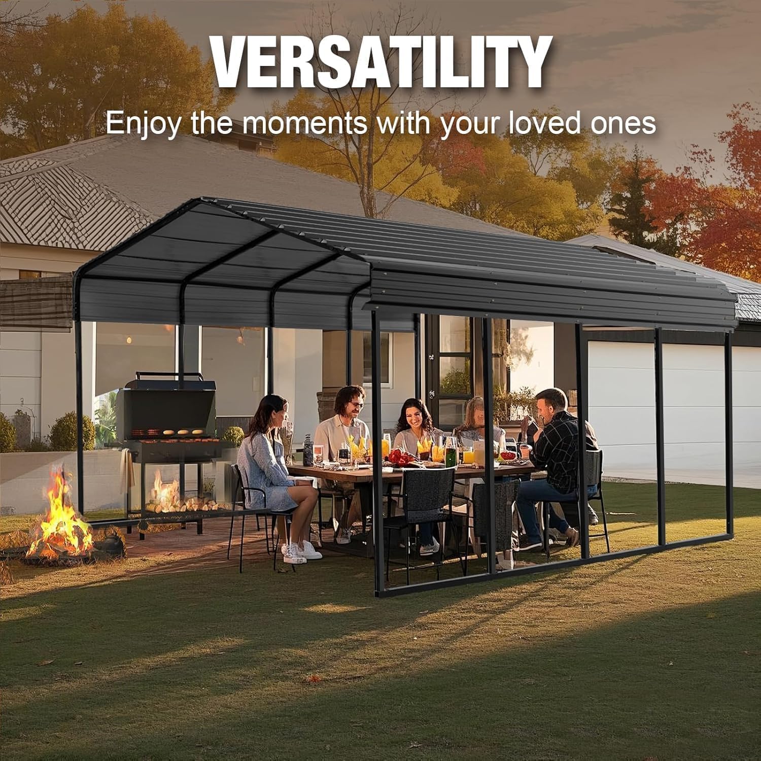 Big RED 12X20FT Metal Carport, Heavy Duty Steel Carport, Portable Garage with Enhanced Metal Frame, Outdoor Car Shelter for Car and Tractors