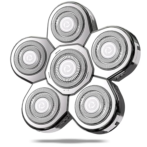 Cabezales de repuesto para afeitadora de cabeza magnética, 7 cuchillas rotativas impermeables de doble anillo para hombres calvos, compatibles con