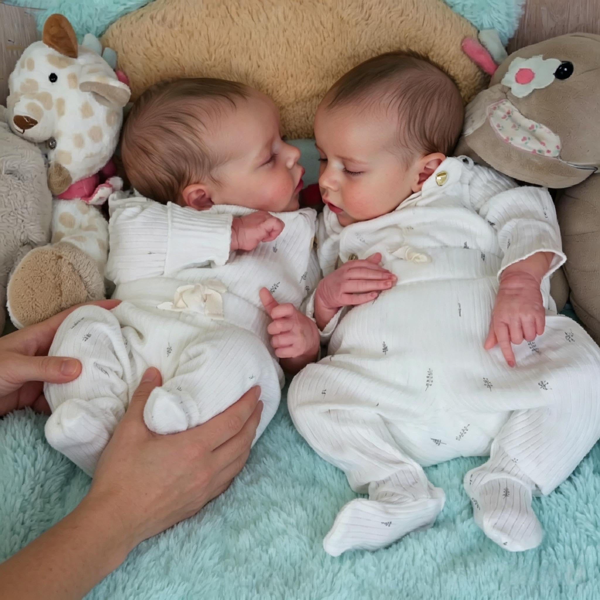 RXDOLL Reborn Baby Dolls Twins Silicone Full Body Vinyl Girls 45,7 cm Lifelike Full Silicone Baby Dolls che sembrano Real Life Baby Doll Twins Girls Addormentato Bambole appena nate