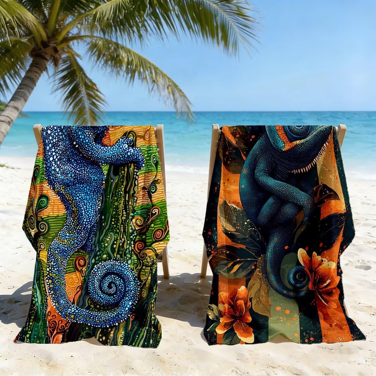 Ręcznik plażowy XXL, 90 x 180 cm, zestaw 2 sztuk, z mikrofibry, ręcznik plażowy kameleon, szybkoschnący, do sauny, fitness, bez piasku, ręcznik plażowy, duży ręcznik do sauny, prezent dla kobiet -3961