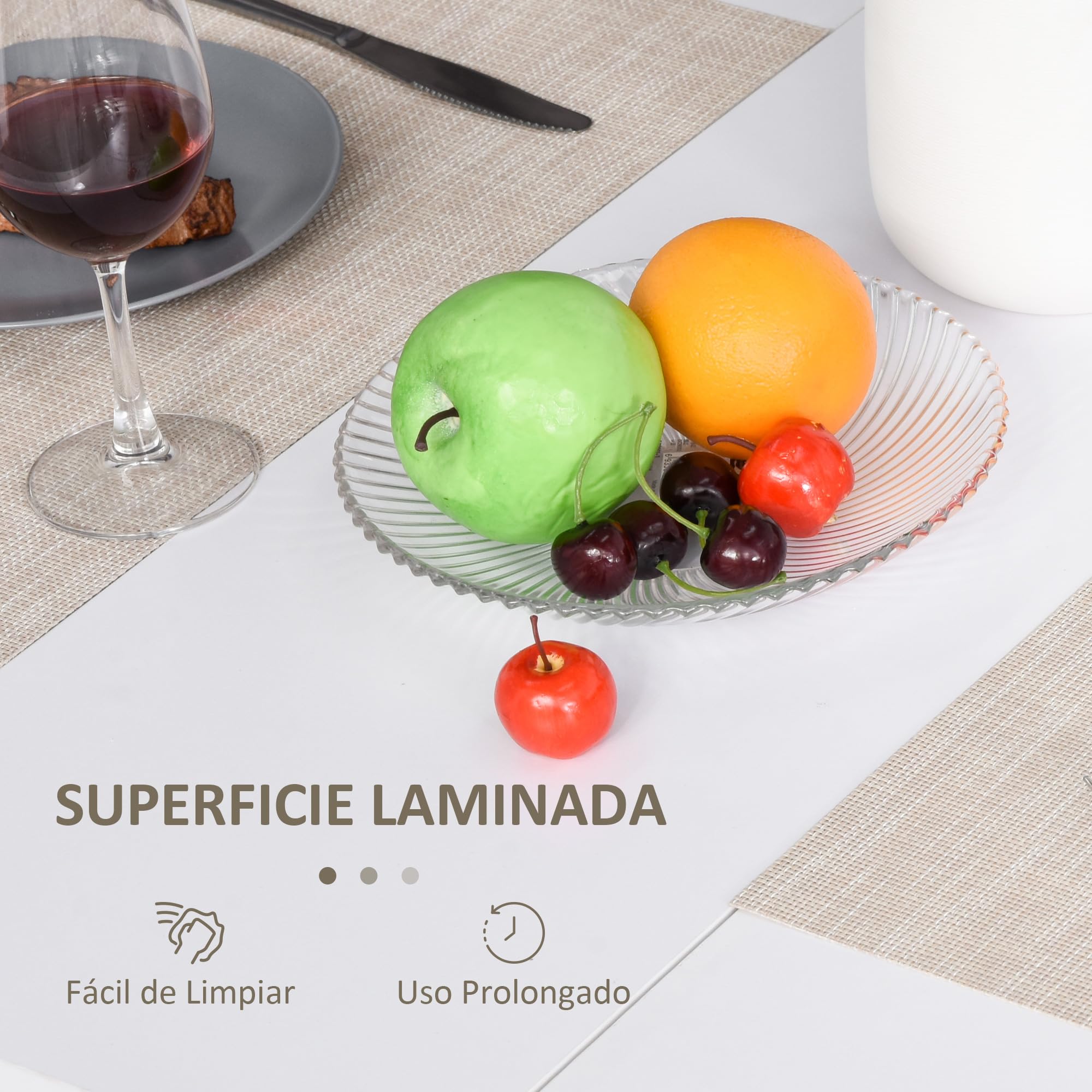 HOMCOM Mesa Plegable de Comedor Mesa de Cocina Plegable con 2 Alas Abatibles Mesa Plegable para 2-4 Personas 104x76x73,7 cm Blanco