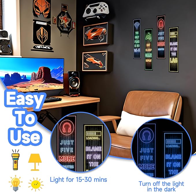 Vinilos decorativos Eat Sleep Game para paredes azules miniatura 6