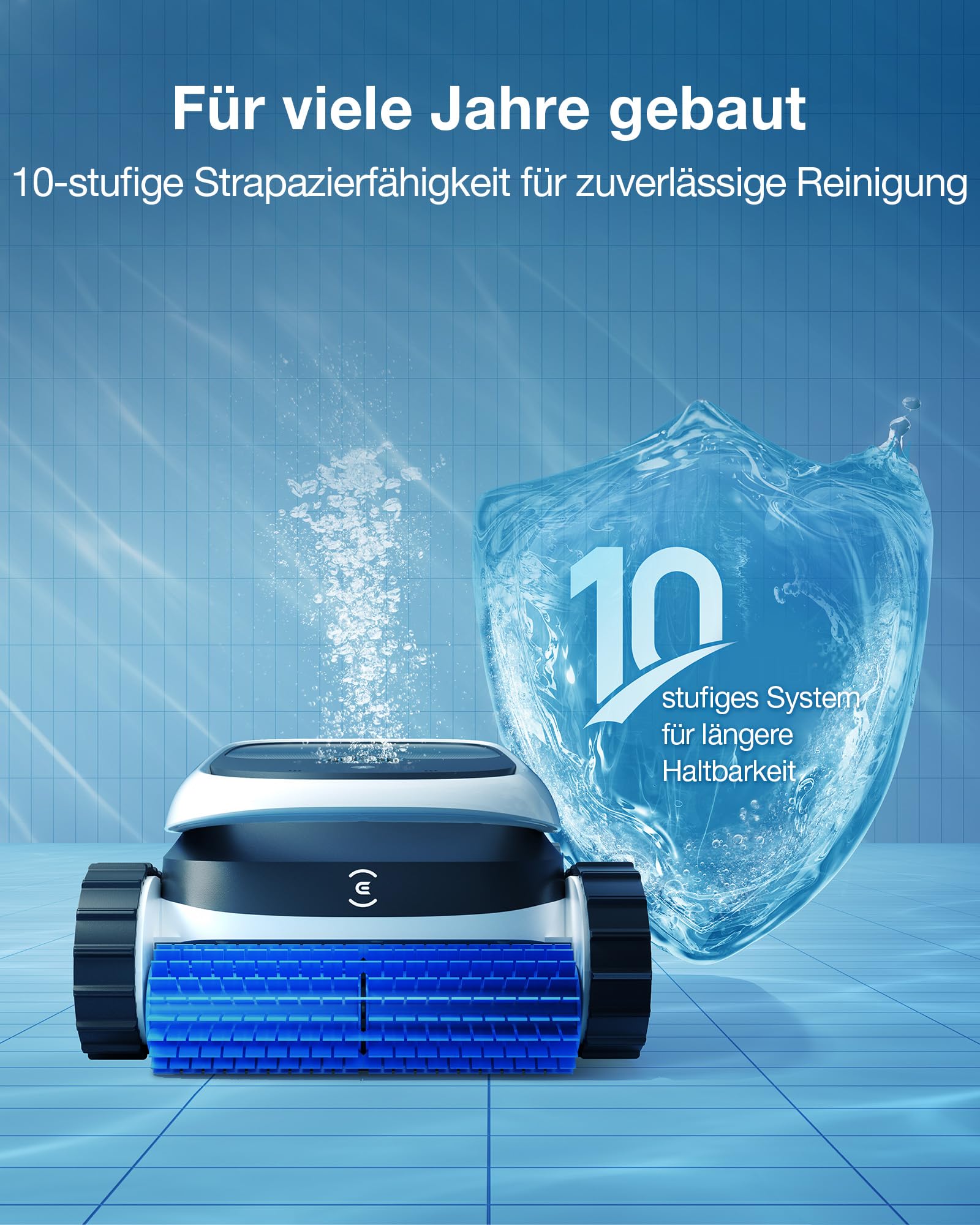 ECOVACS Ultramarine P1 Poolroboter für Boden und Wände, 180 Min. Akku, bis zu 180m², 4800 GPH UltraPure-Saugkraft, Pool-Saugroboter mit App, Doppelschicht-Filter, SmartNavi-Navigation (White)
