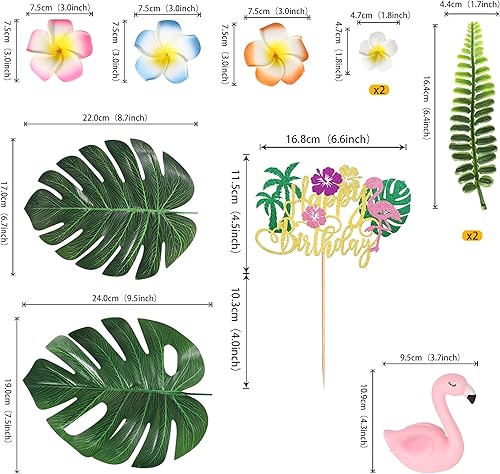 Miniatura 2 de Rsstarxi Paquete de 11 decoraciones de flamenco para tartas de flamenco, feliz cumpleaños, decoración de pastel de verano con flamenco rosa, flores