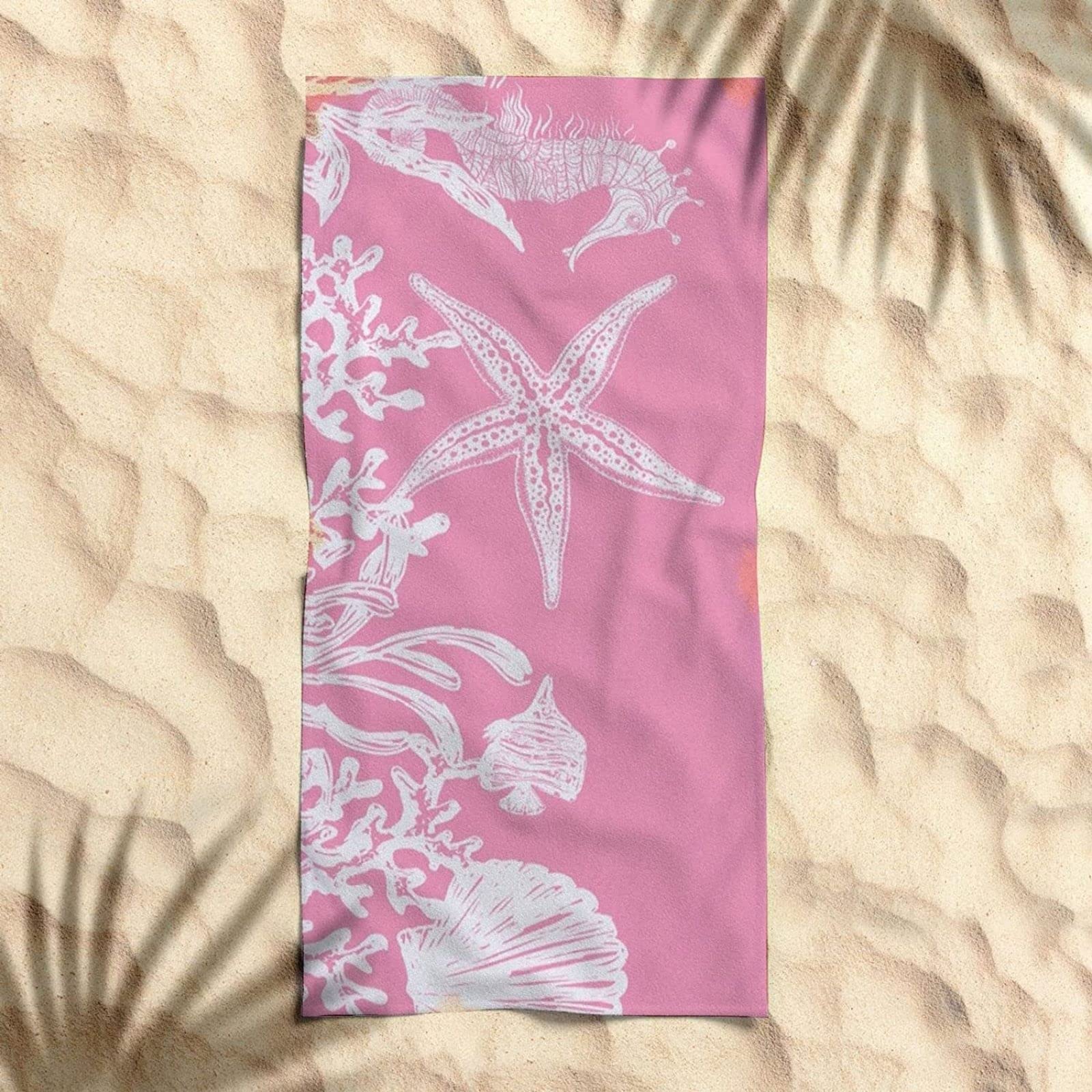 Strandtuch Rosa, Mikrofaser Strandtuch Maritimes Thema Handtuch Extra Groß 200x200 cm Badetuch Strandhandtuch Schnell Trocknendes Sandfreies Weiches Saunatuch, reisehandtuch, Badehandtuch