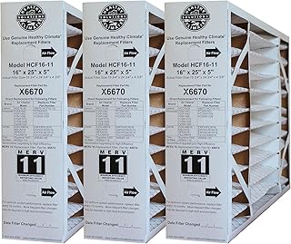 Lennox X6670 MERV 11 Box Replacement Filter also for Honeywell, 16" H x 25" L x 5" W (3-Pack)