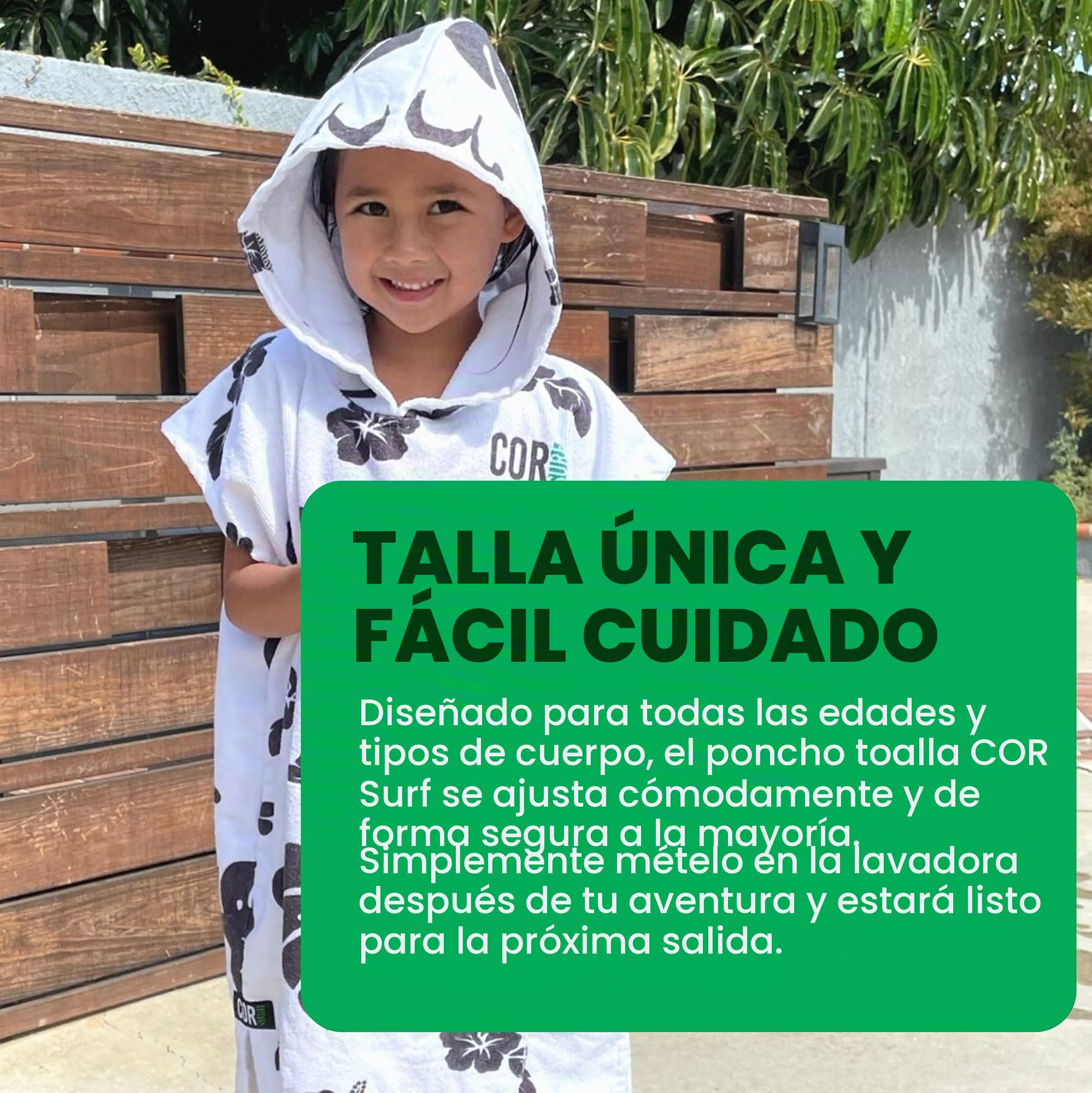 COR Surf Poncho Toalla para Niño y Niña | Albornoz Piscina, Playa Microfibra | Edades 3-10 (Sande)